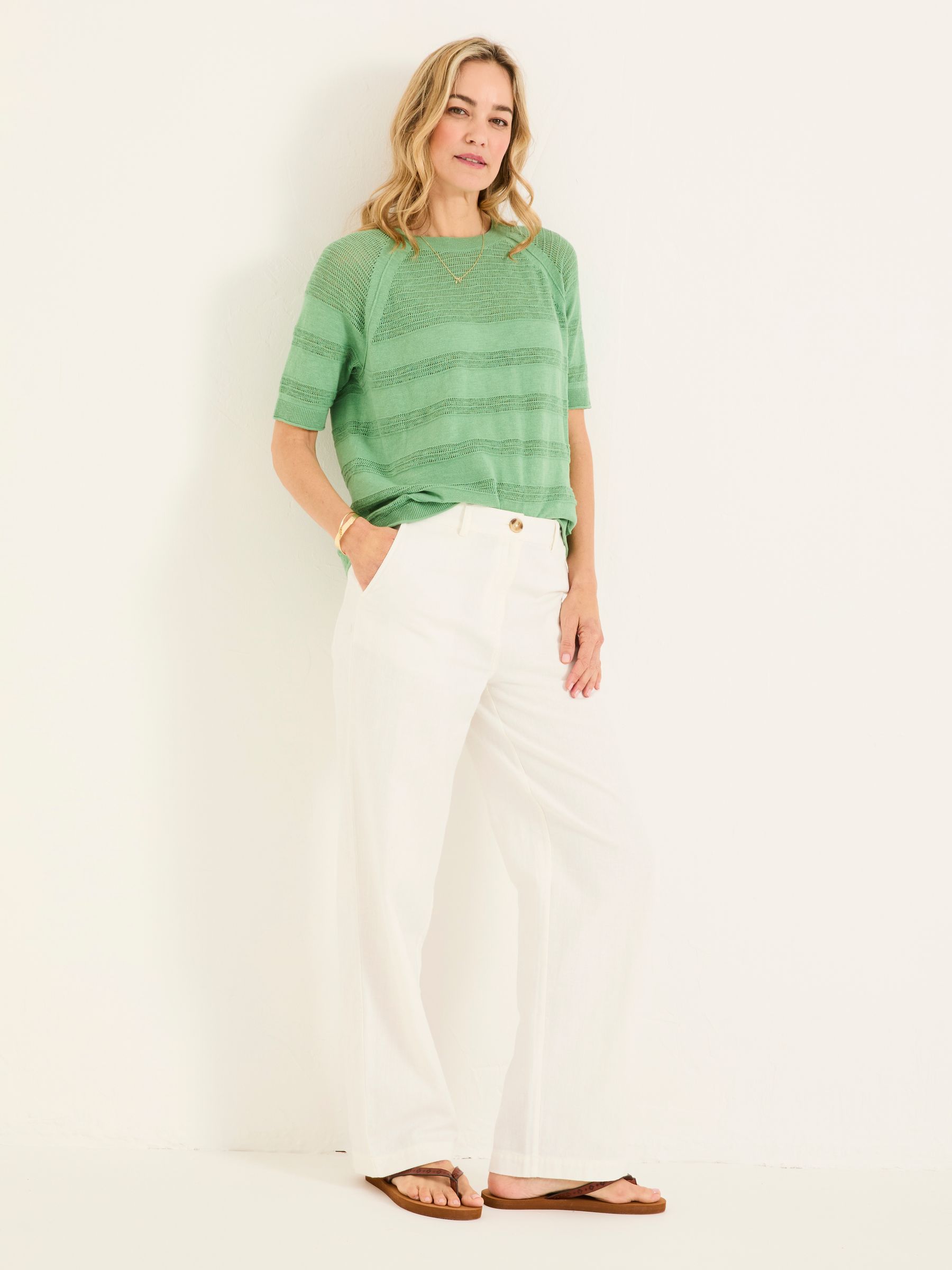 Ellie White Straight Leg Trousers - Image 3 of 6