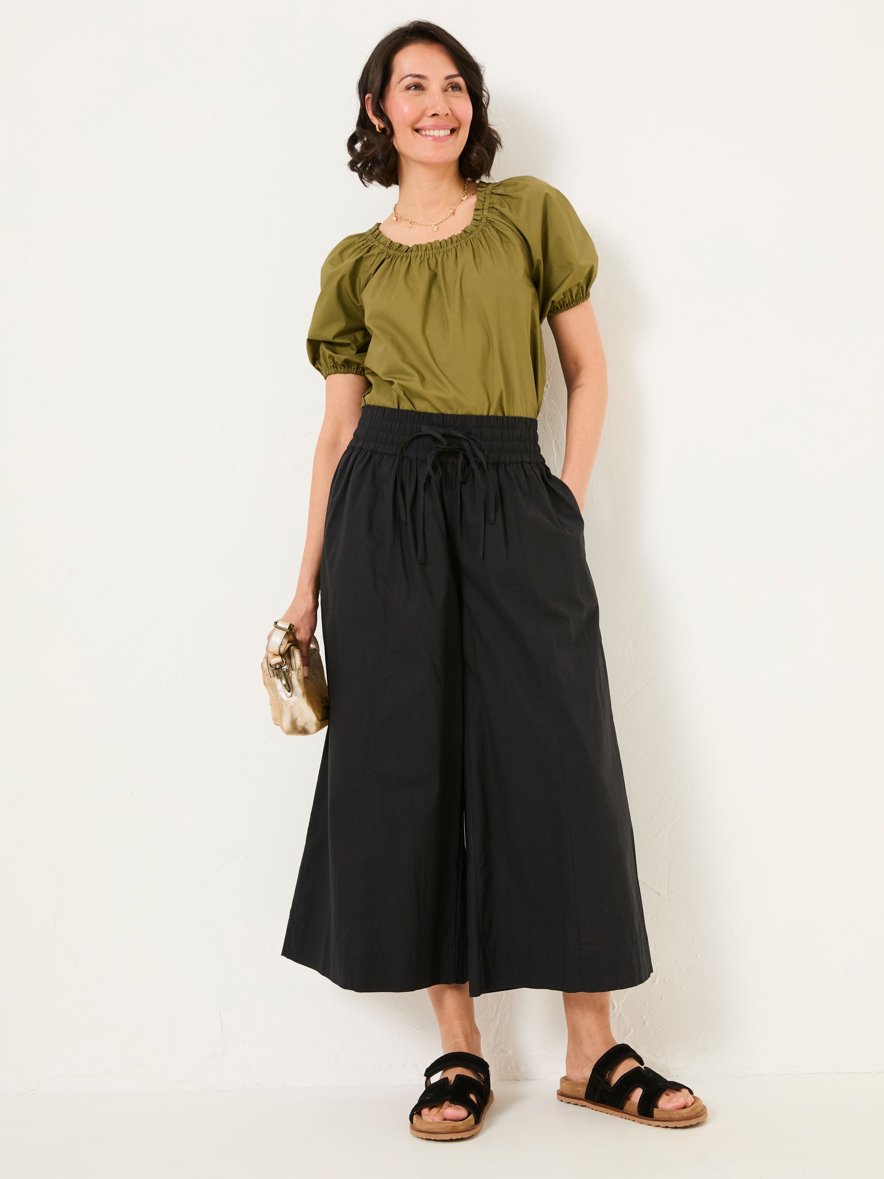 Aubrey Black Wide Leg Crop Trouser - Image 8 of 13
