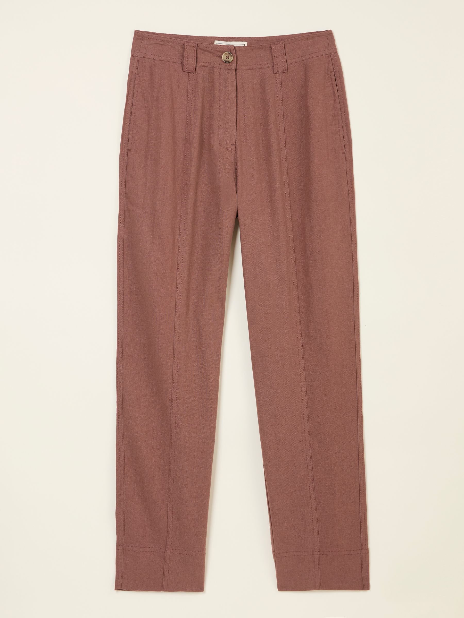 Issy Dark Natural Tapered Linen Blend Trousers - Image 6 of 6
