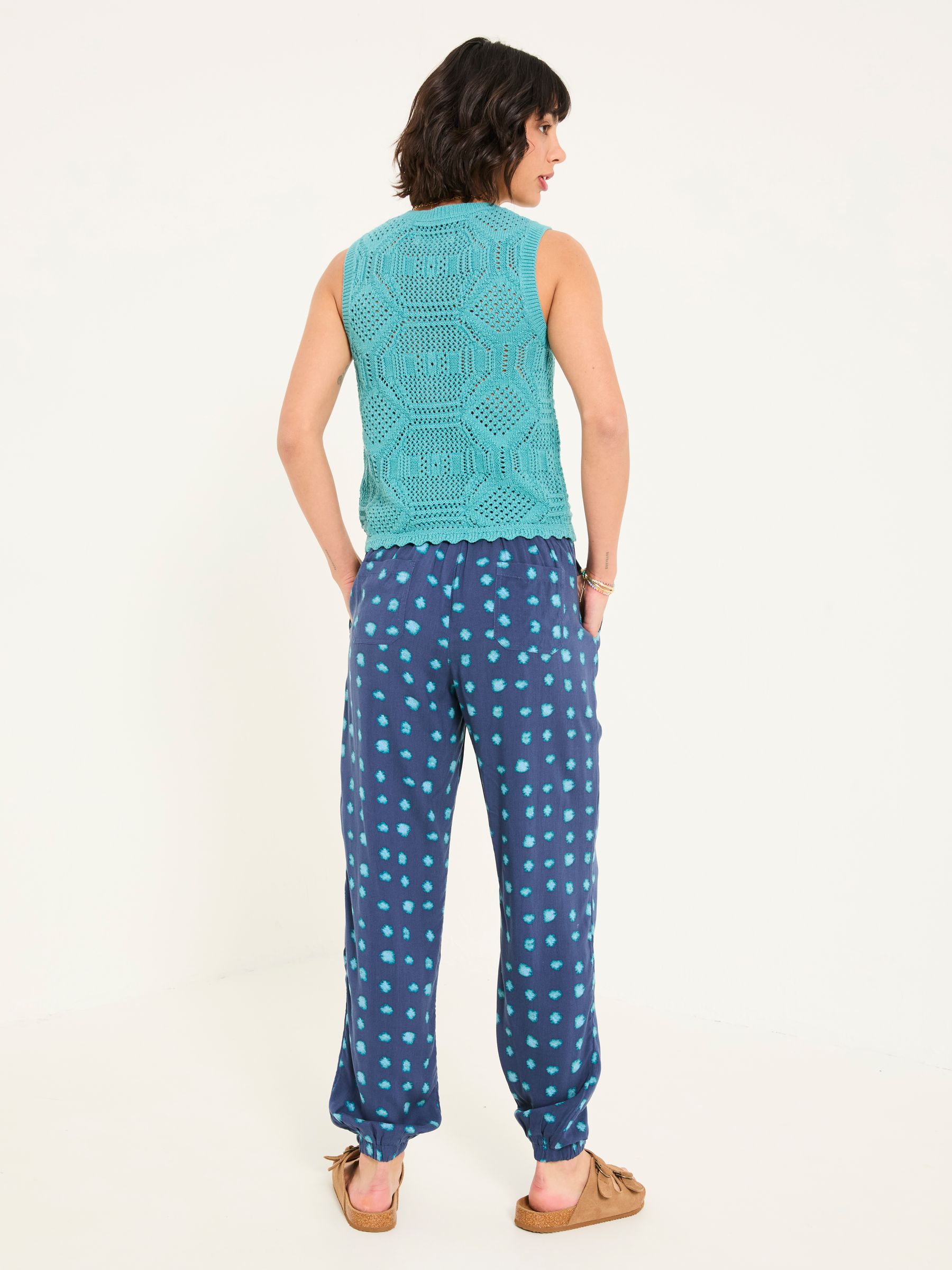 Lyme Teal Blue Spot Cuffed Joggers - Image 2 of 5