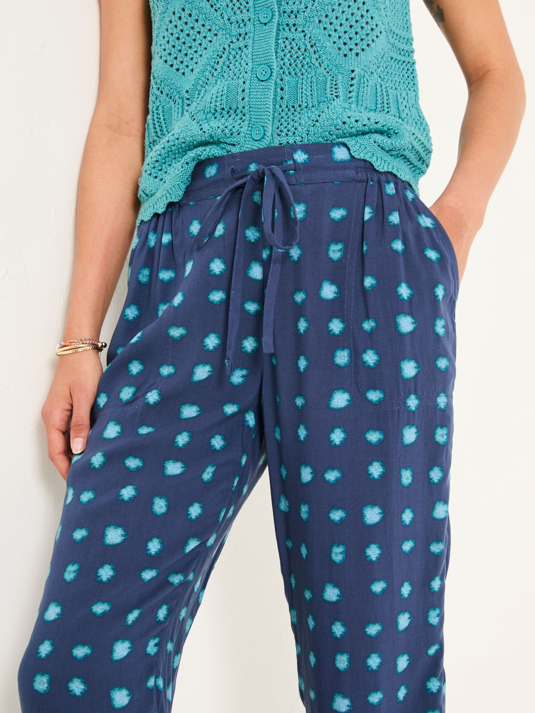 Lyme Teal Blue Spot Cuffed Joggers - Image 3 of 5