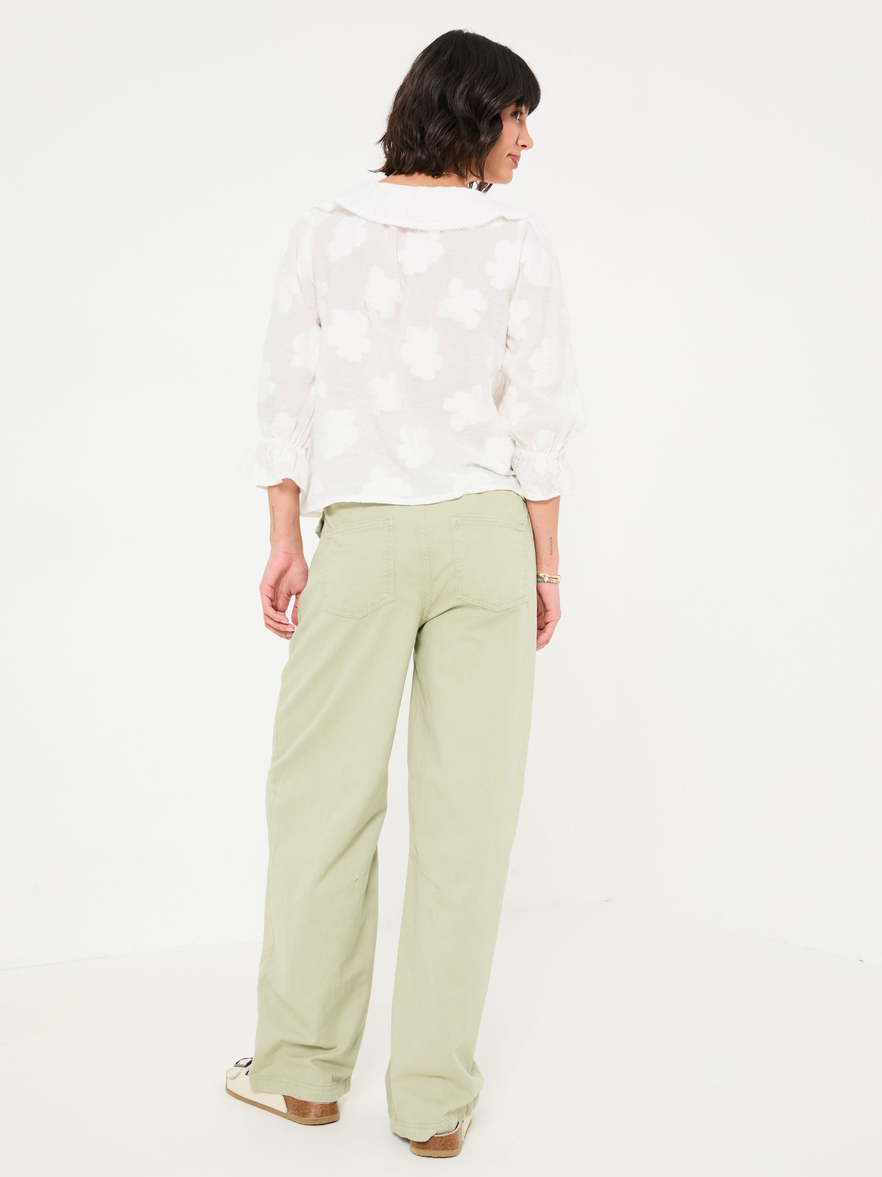 Henrietta Light Green Wide Leg Cargo Trousers - Image 2 of 5