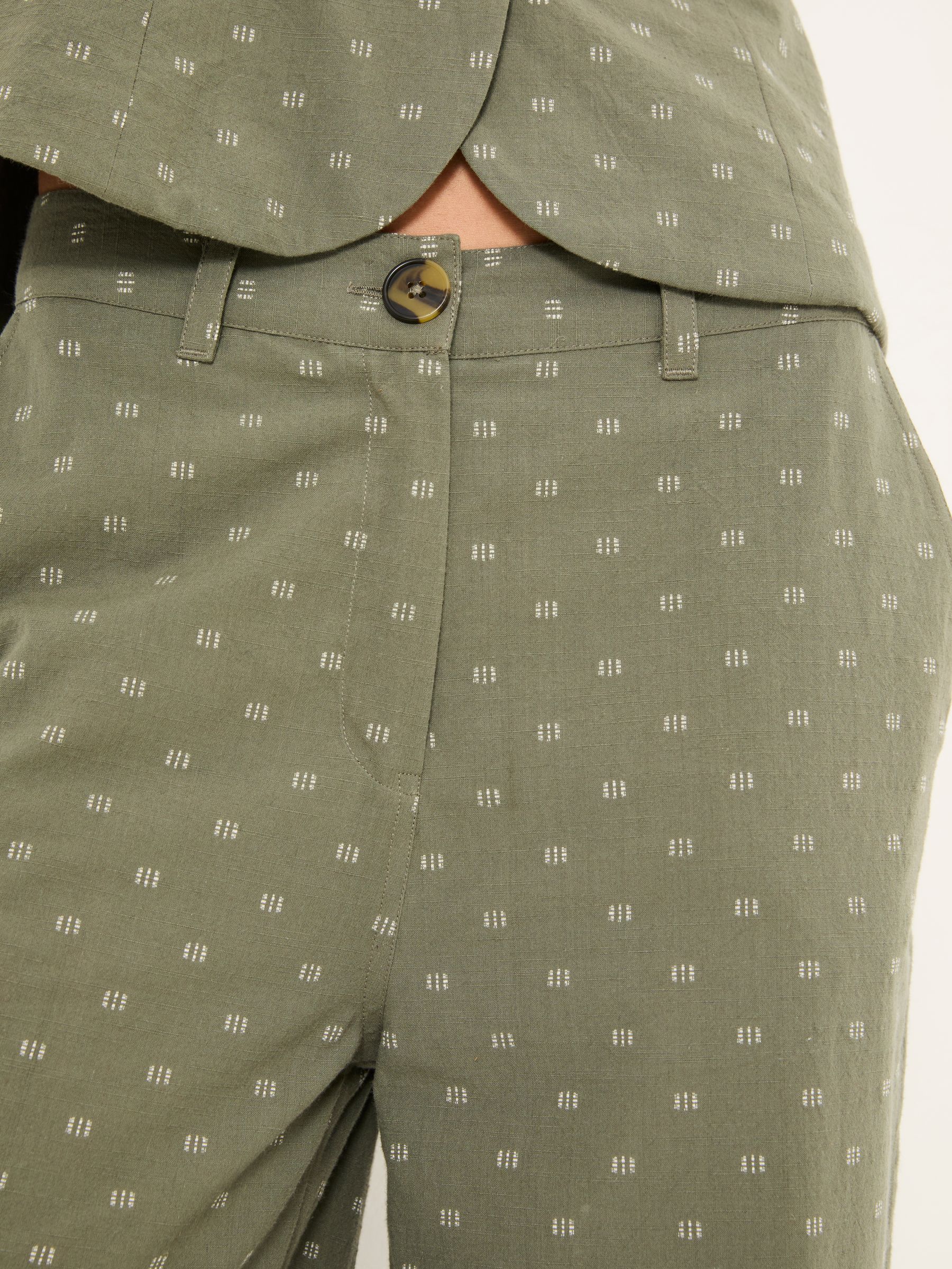Nina Light Green Embroidered Cropped Trousers - Image 10 of 11