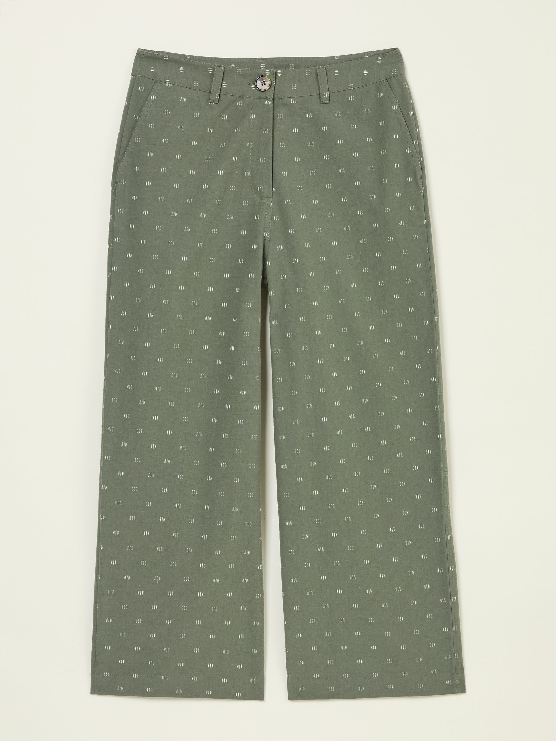 Nina Light Green Embroidered Cropped Trousers - Image 11 of 11