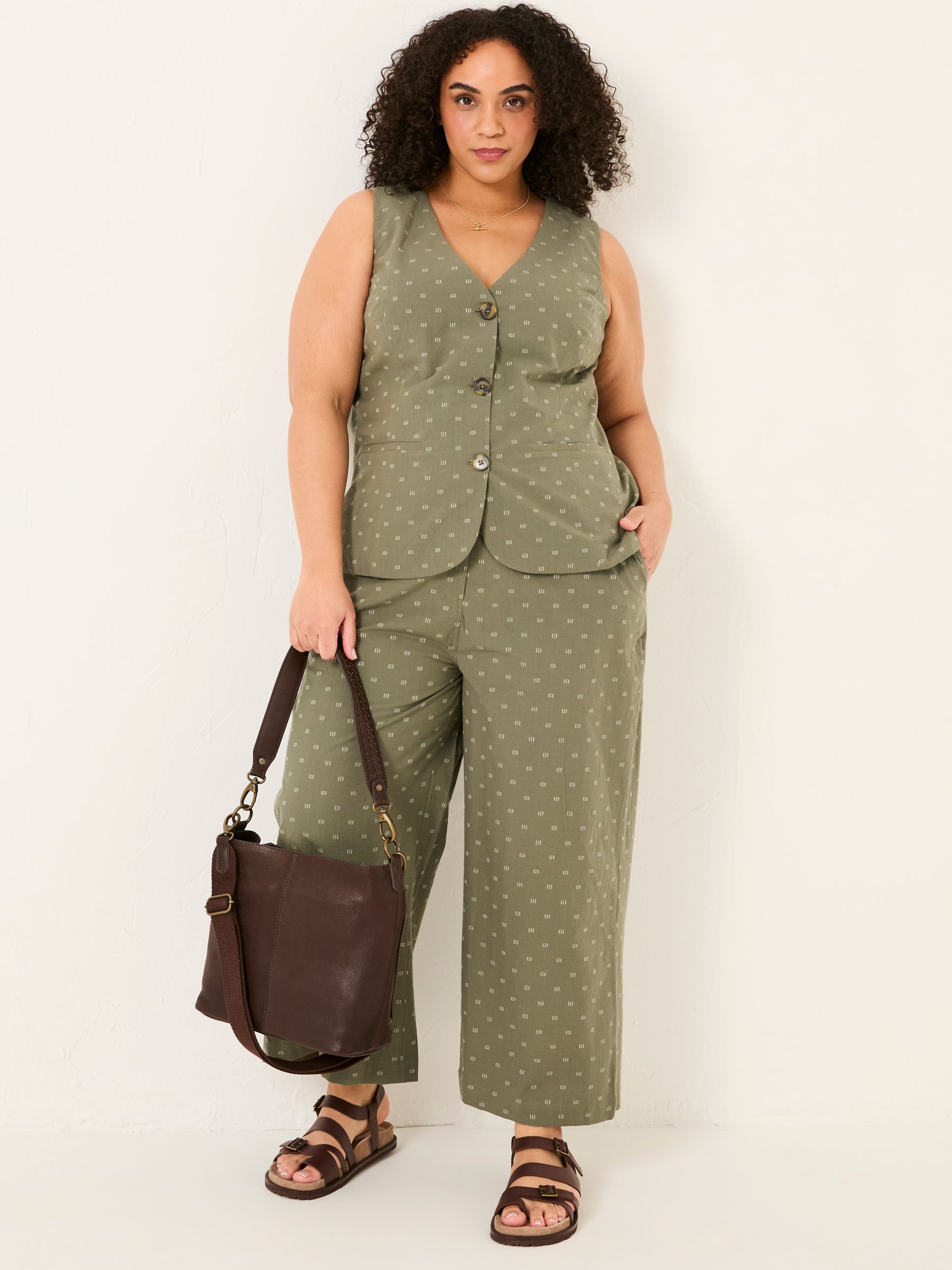 Nina Light Green Embroidered Cropped Trousers - Image 6 of 11