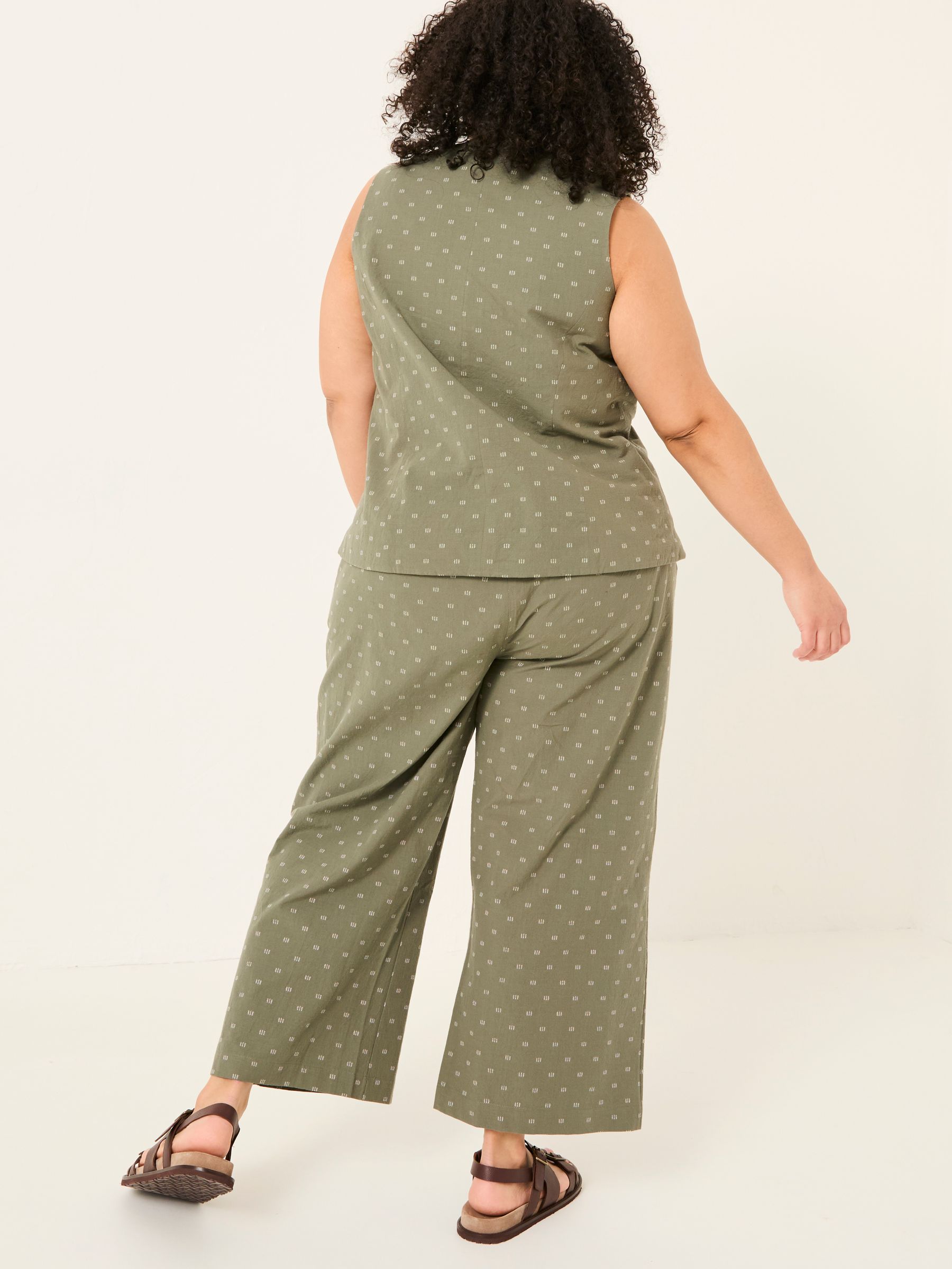 Nina Light Green Embroidered Cropped Trousers - Image 7 of 11