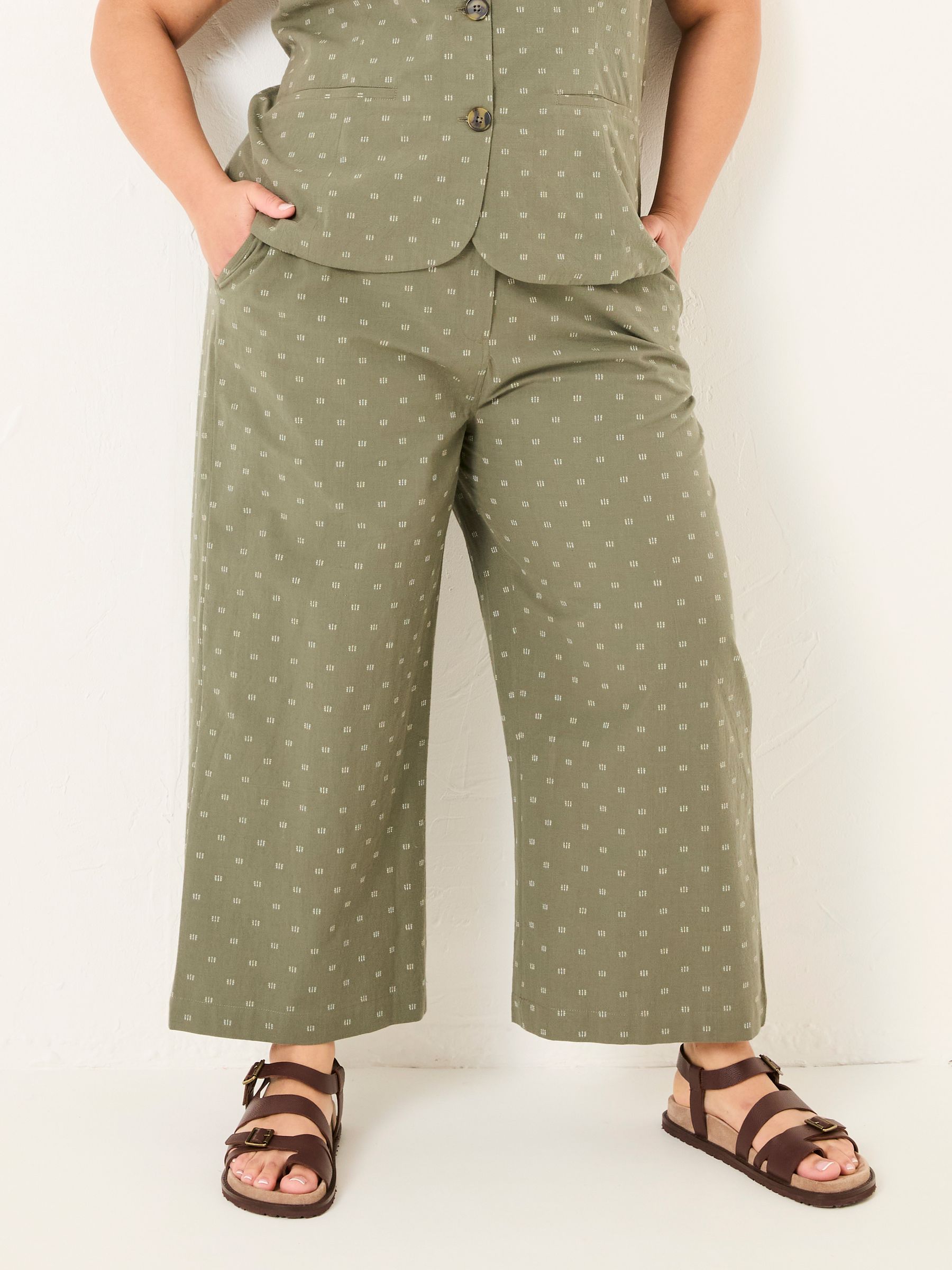 Nina Light Green Embroidered Cropped Trousers - Image 8 of 11