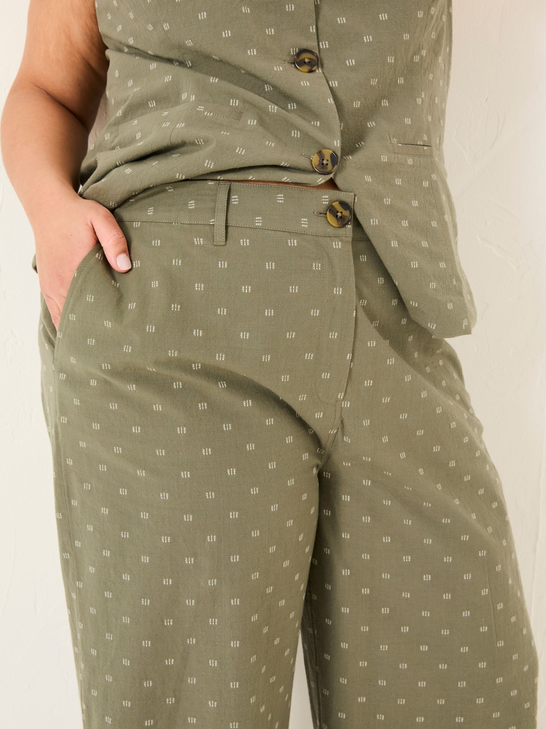 Nina Light Green Embroidered Cropped Trousers - Image 9 of 11