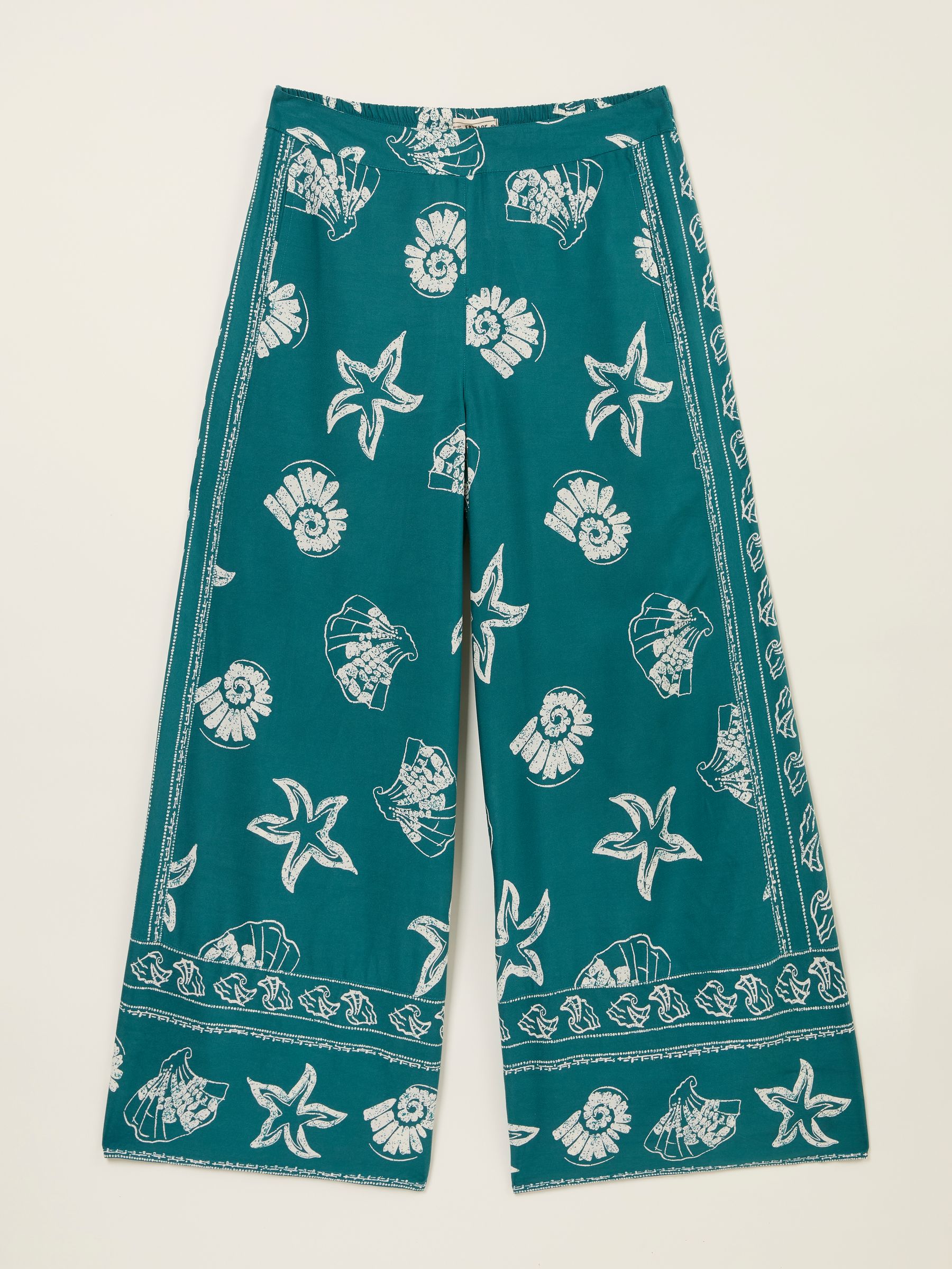Eliza Teal Blue Shell Cropped Trousers - Image 6 of 6