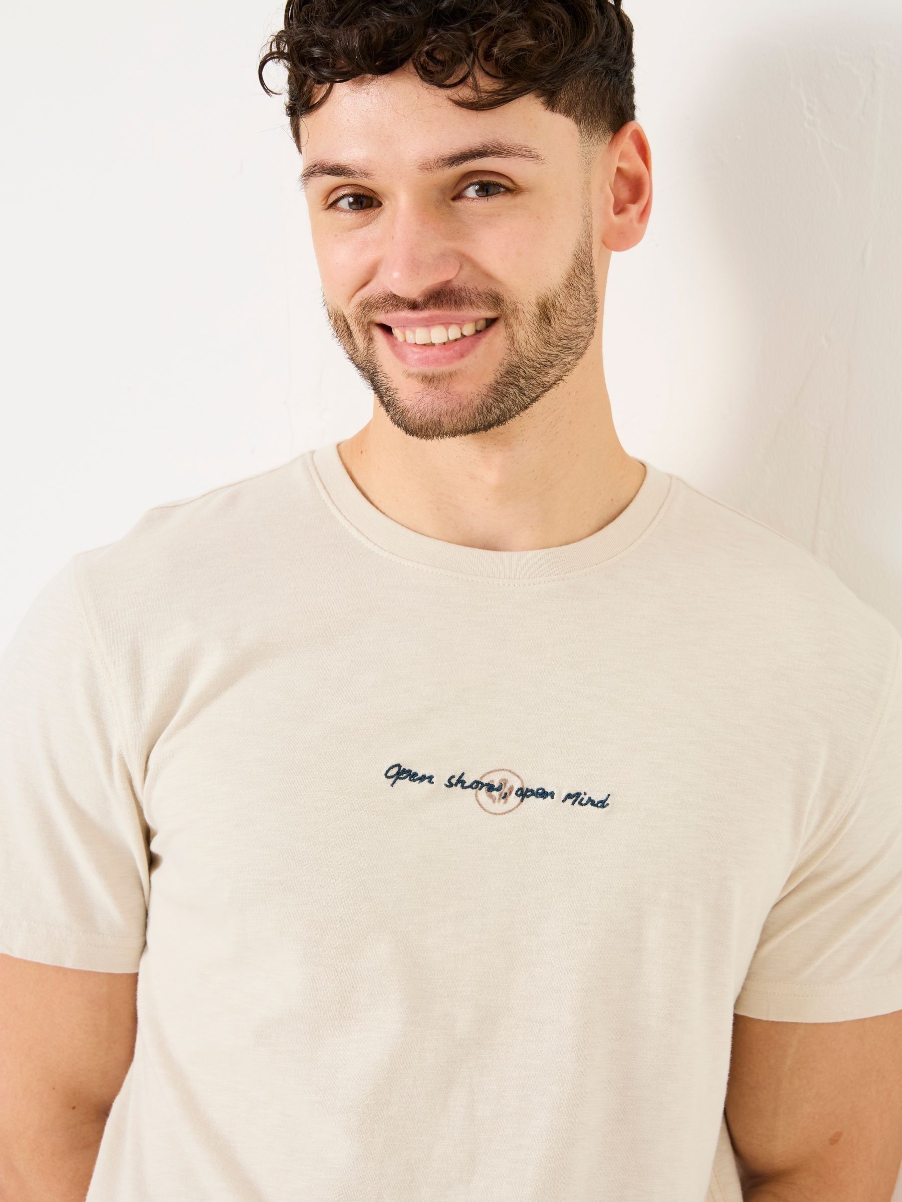 Oatmeal Open Shores Graphic Tshirt | FatFace USA