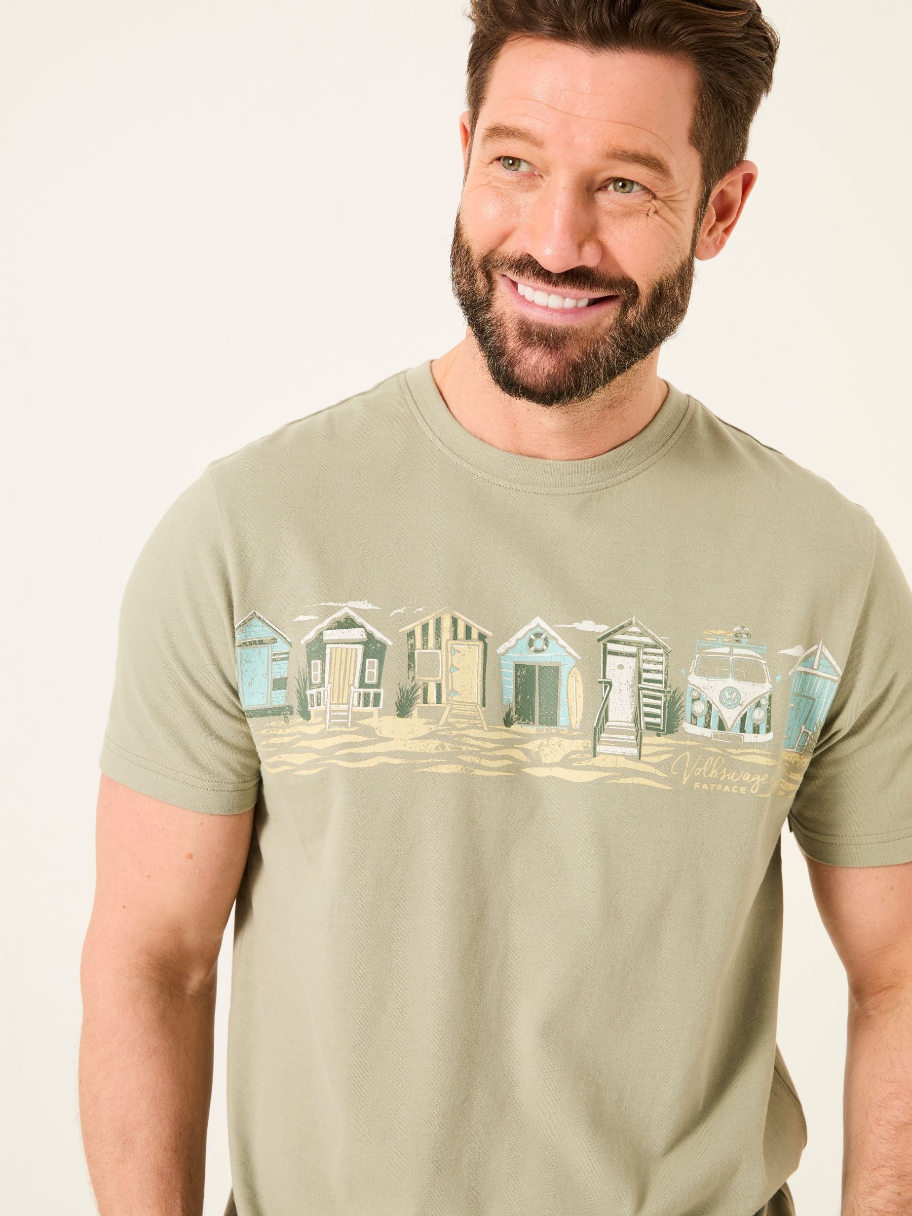 Sage Green VW Beach Hut Tshirt - Image 4 of 6