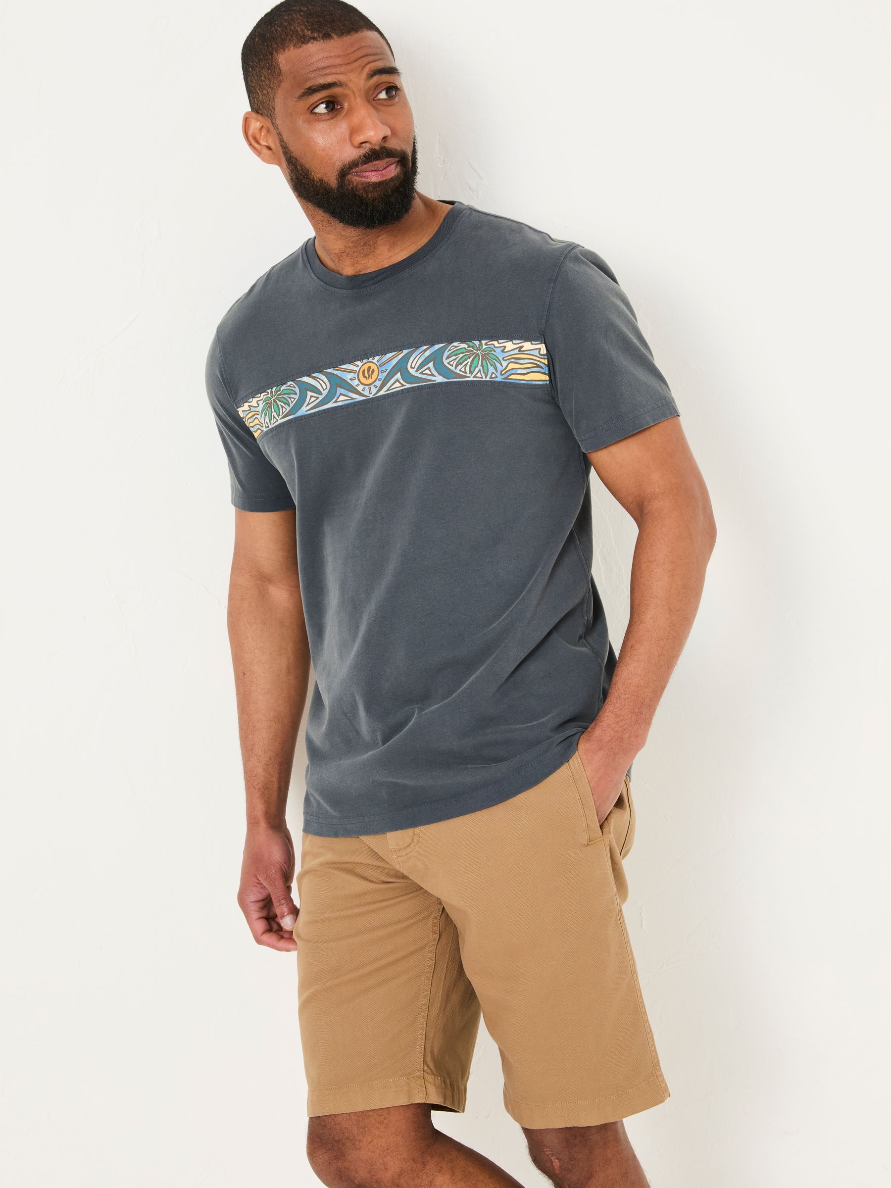 Grey Surf Patch Chest Stripe Tshirt - Image 2 of 6