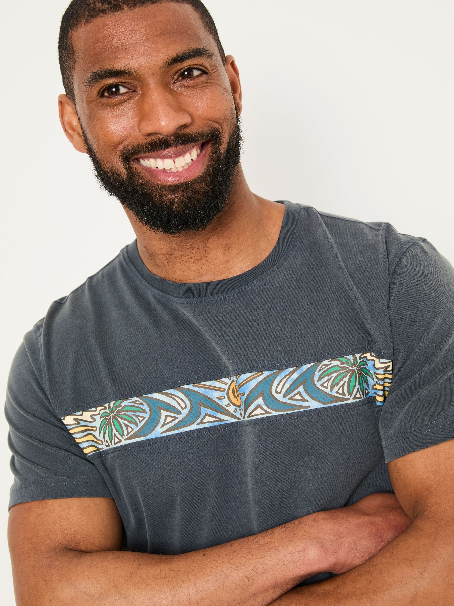 Grey Surf Patch Chest Stripe Tshirt - Image 5 of 6