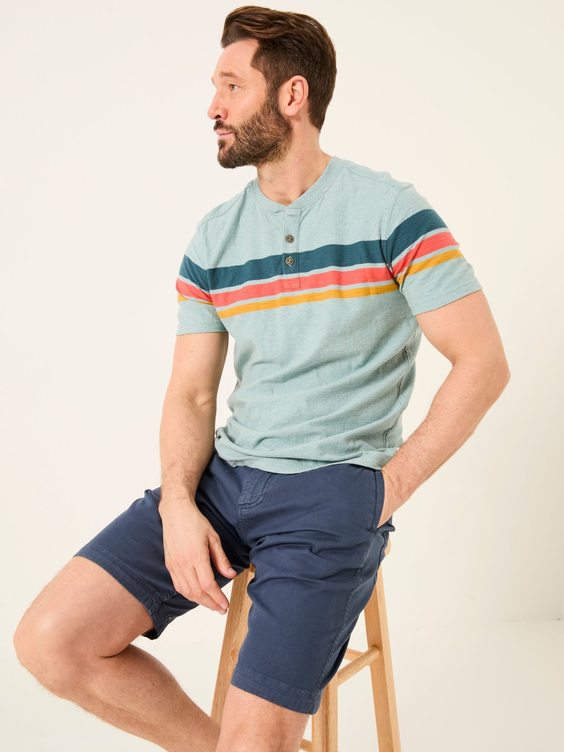 Henley Light Blue Chest Stripe Henley - Image 3 of 5