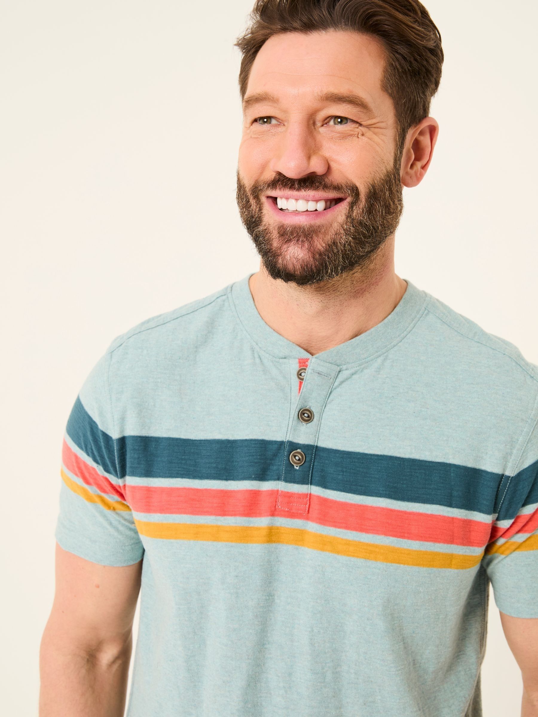 Henley Light Blue Chest Stripe Henley - Image 4 of 5