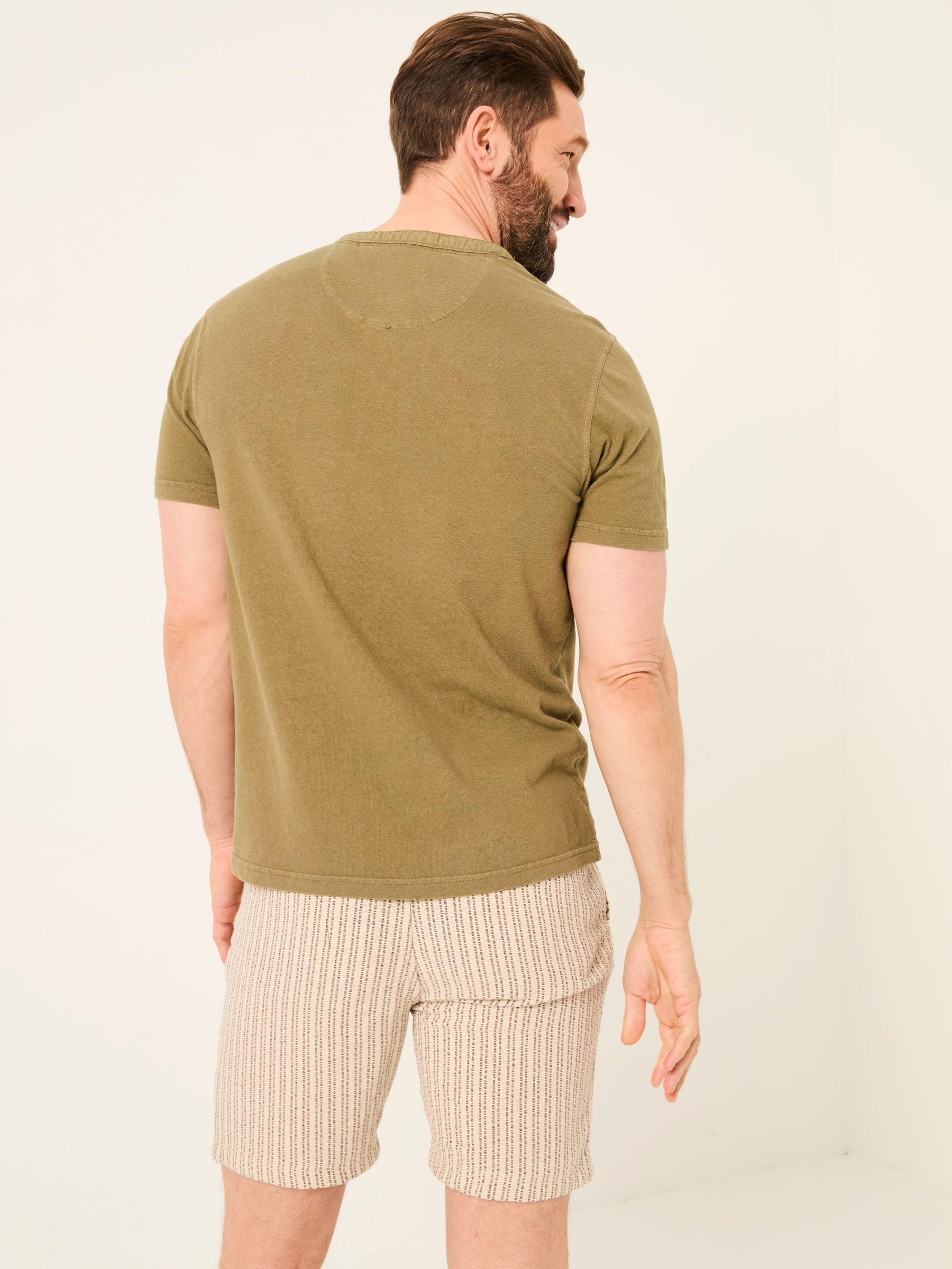 Henley Khaki Green Garment Dyed Pocket Henley - Image 2 of 5