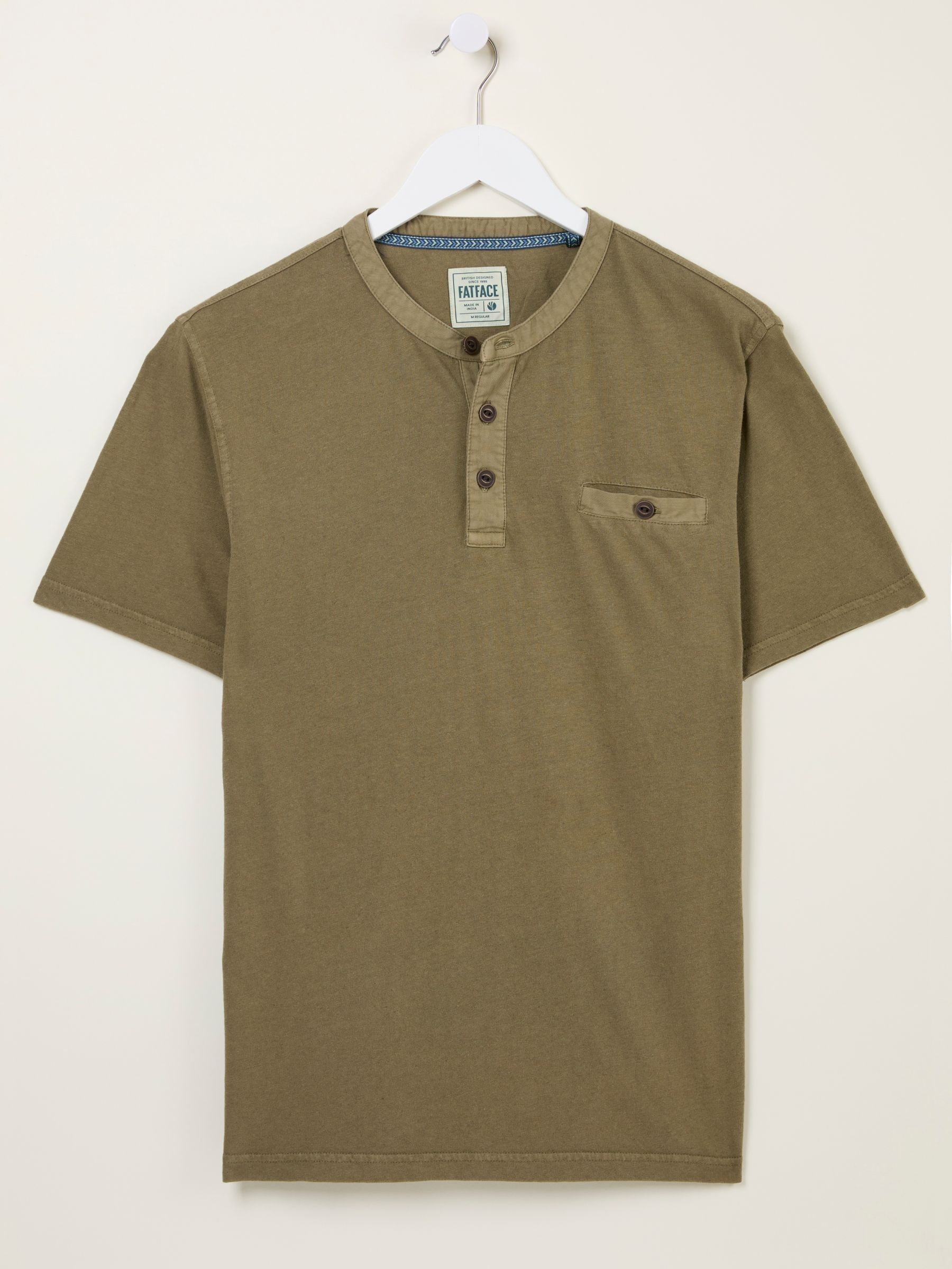 Henley Khaki Green Garment Dyed Pocket Henley - Image 5 of 5