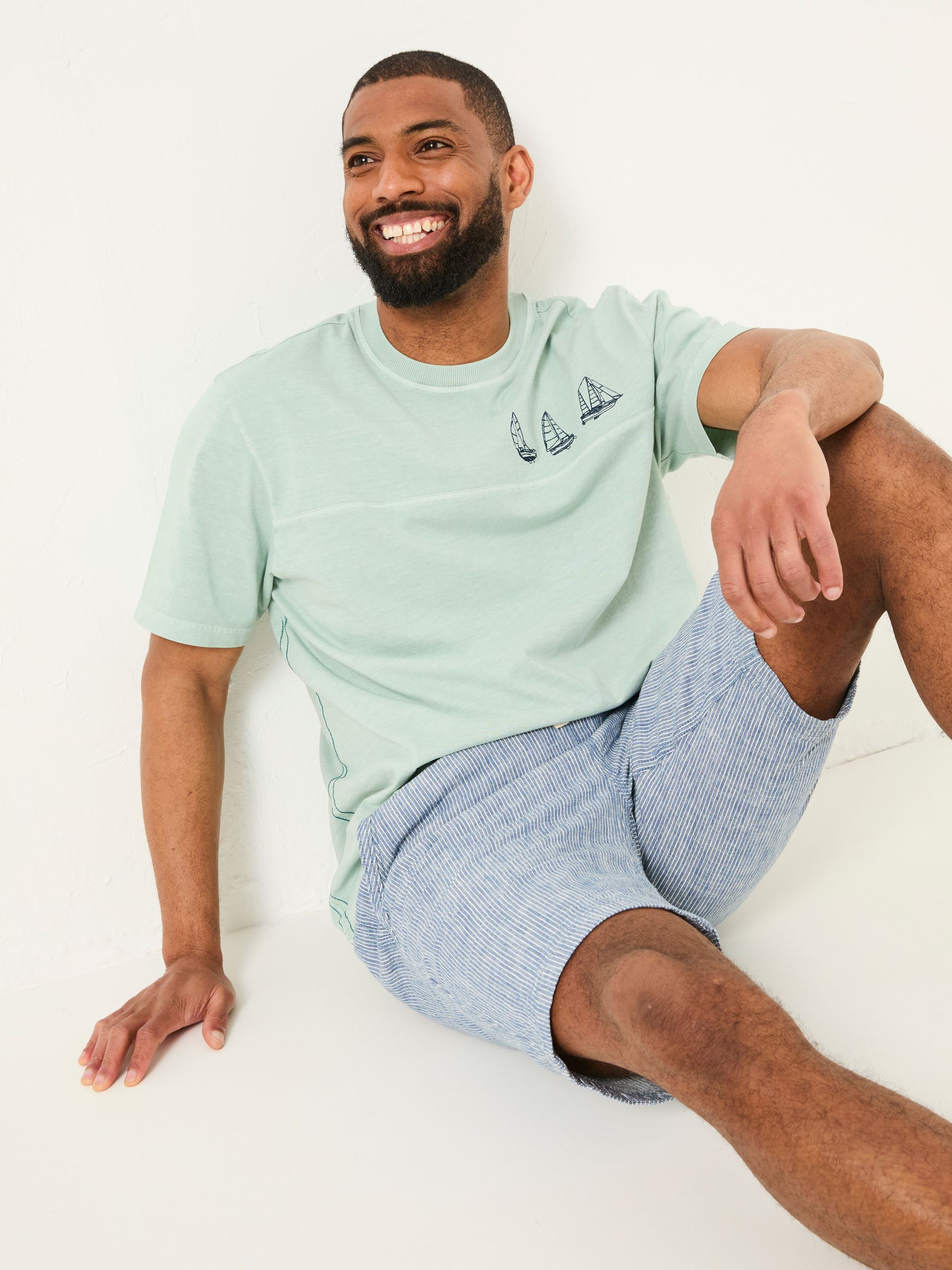 Light Blue Boat Embroidered T-Shirt - Image 3 of 8