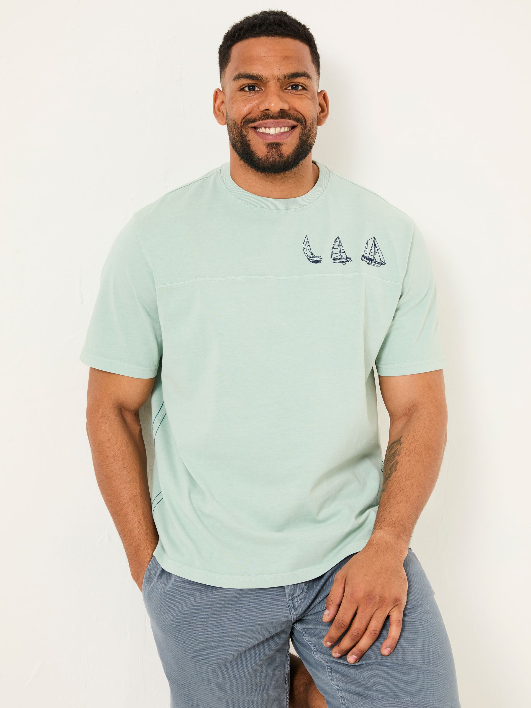 Light Blue Boat Embroidered T-Shirt - Image 5 of 8