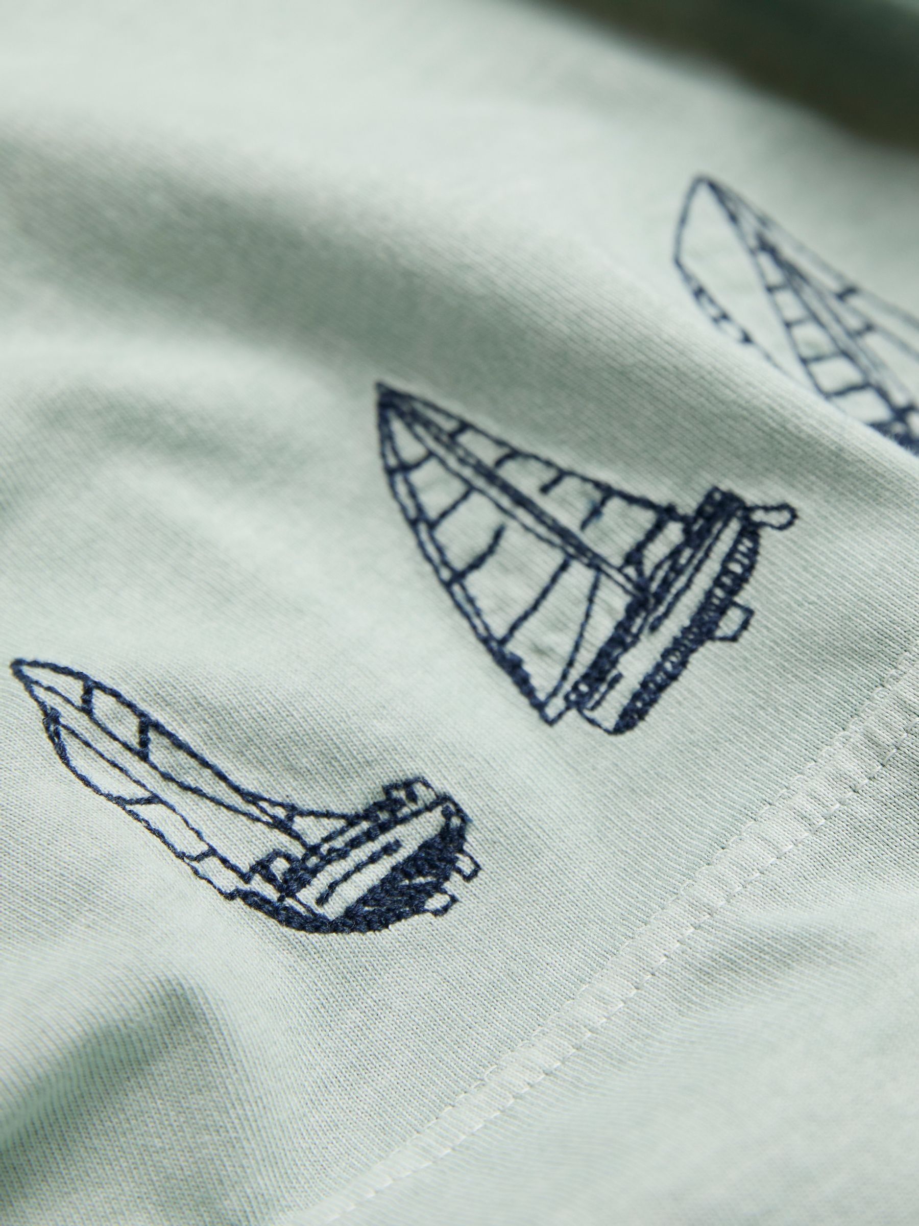 Light Blue Boat Embroidered T-Shirt - Image 8 of 8