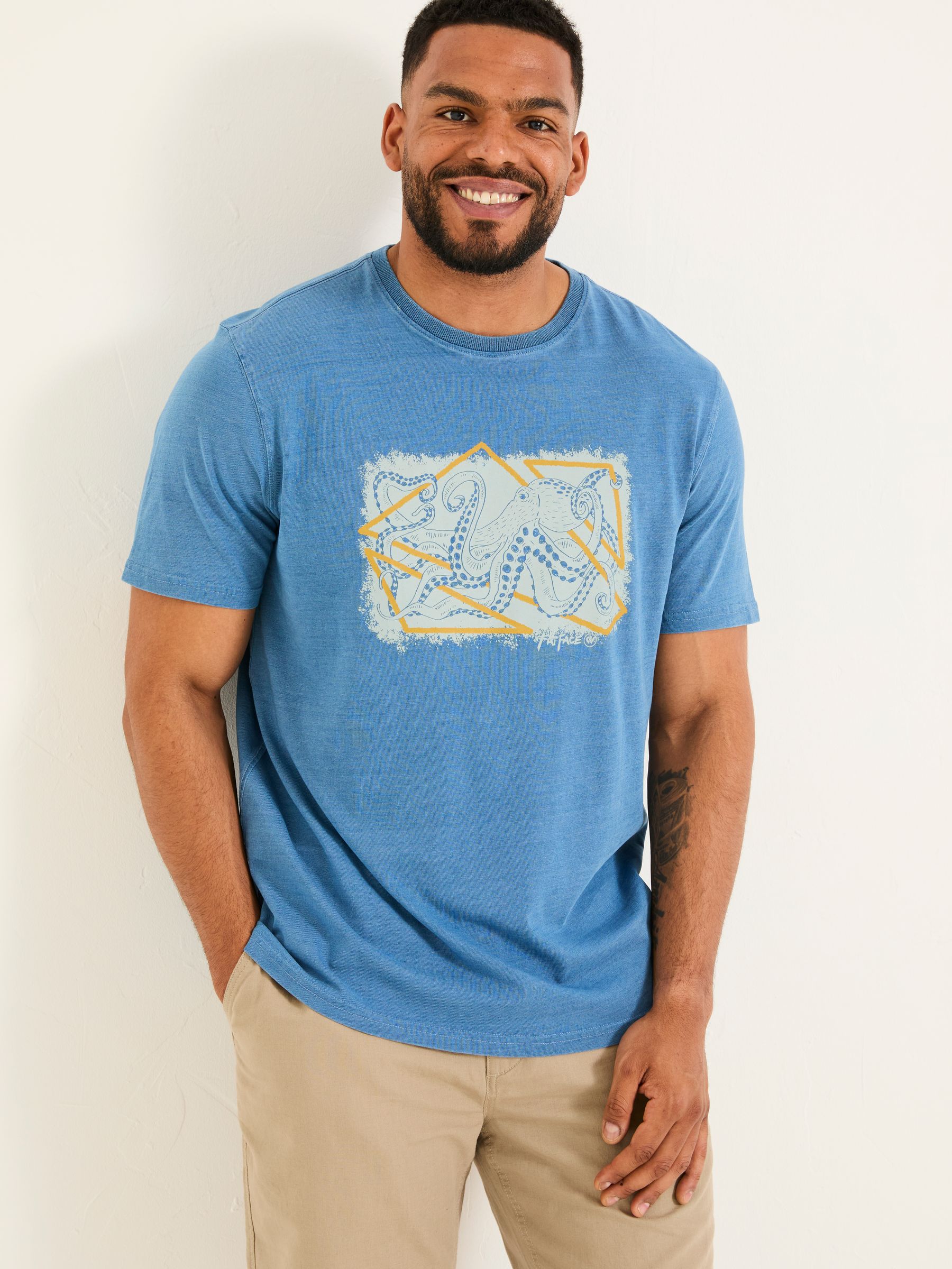 Indigo Blue Octopus Graphic Indigo T-shirt - Image 1 of 4