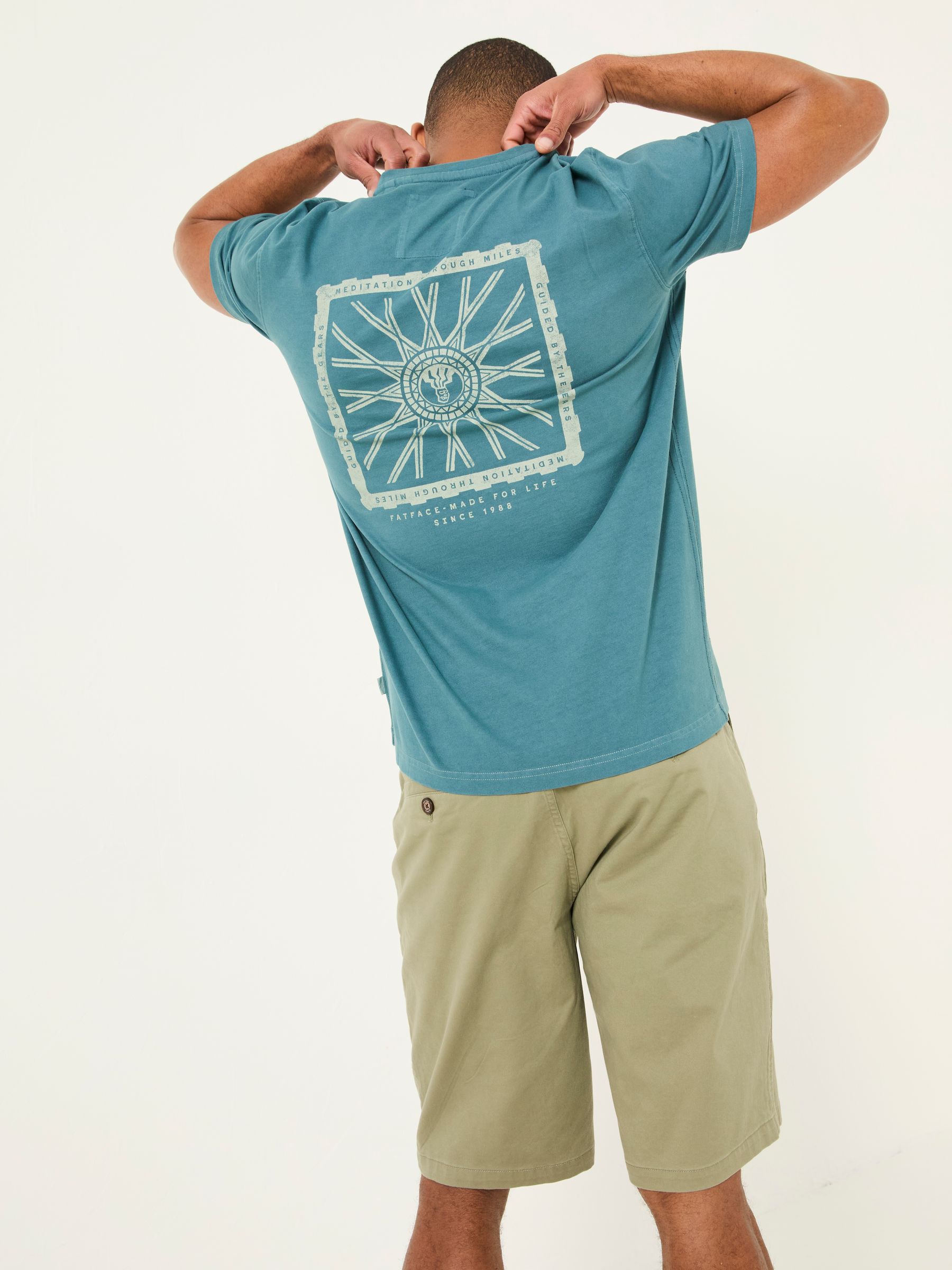 Dark Teal Blue Bike Mandala Graphic Tshirt - Image 2 of 7