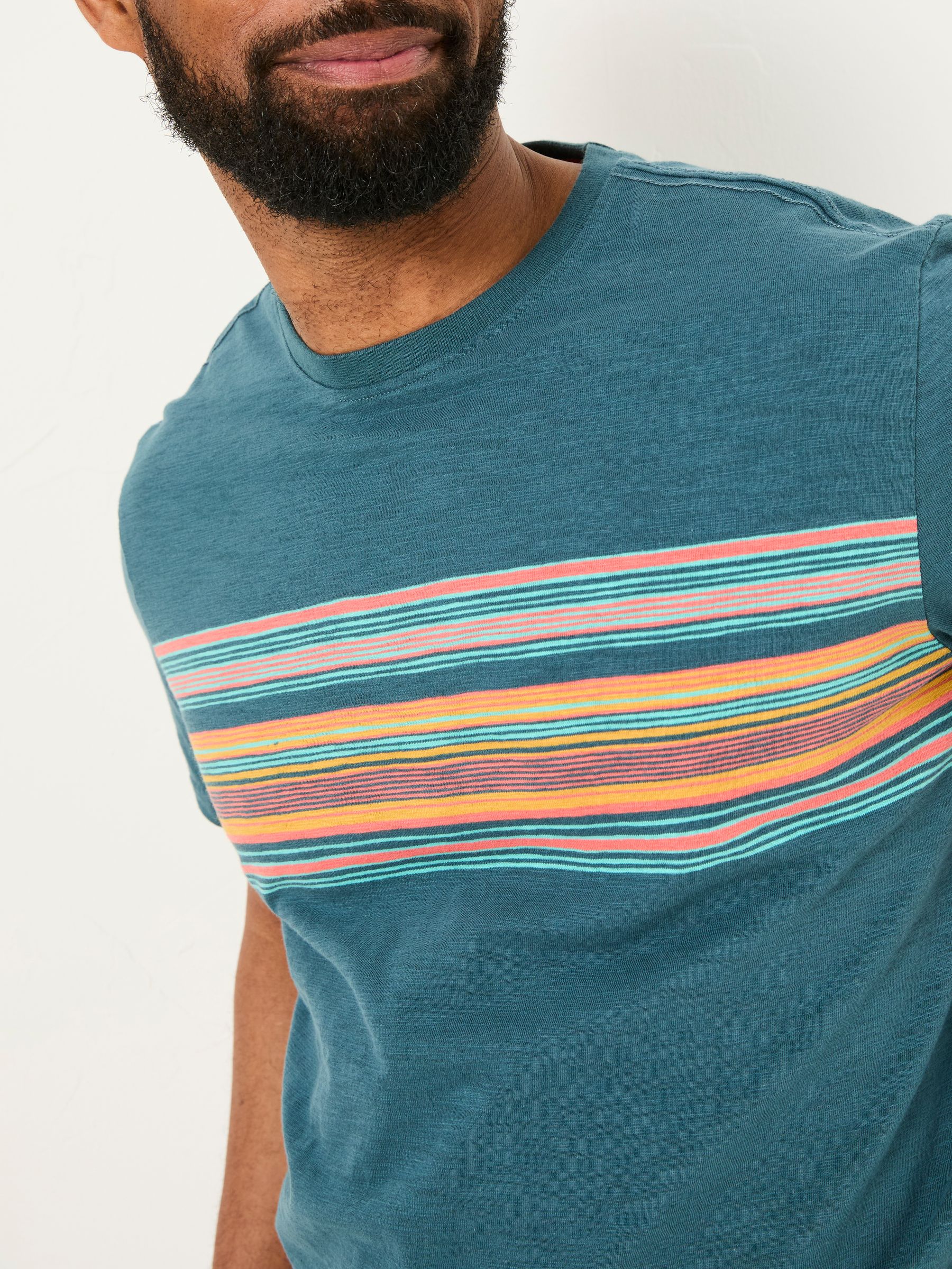 Borden Petrol Chest Stripe T-Shirt - Image 4 of 5