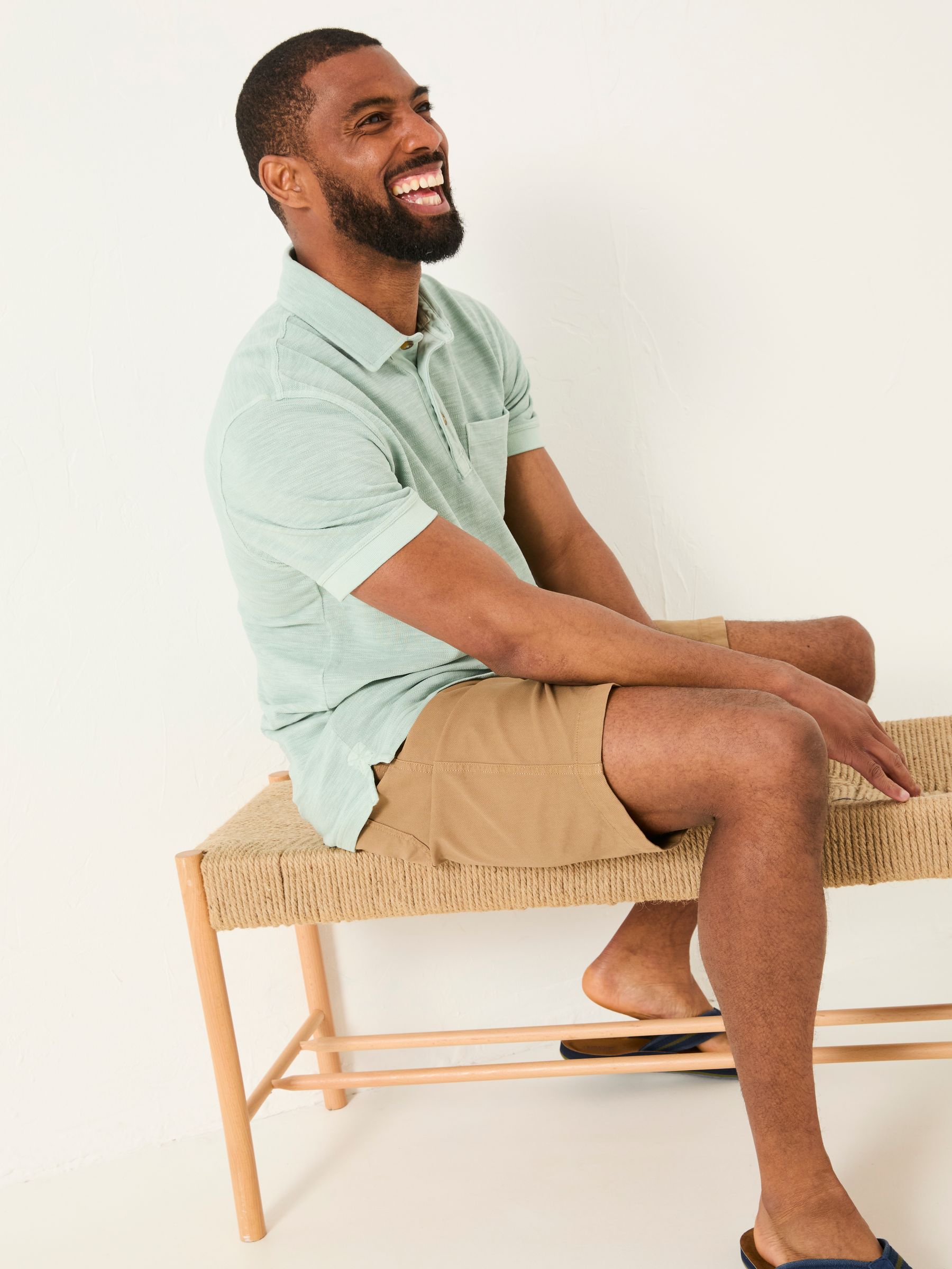 Light Blue Short Sleeve Slub Pique Polo - Image 3 of 5