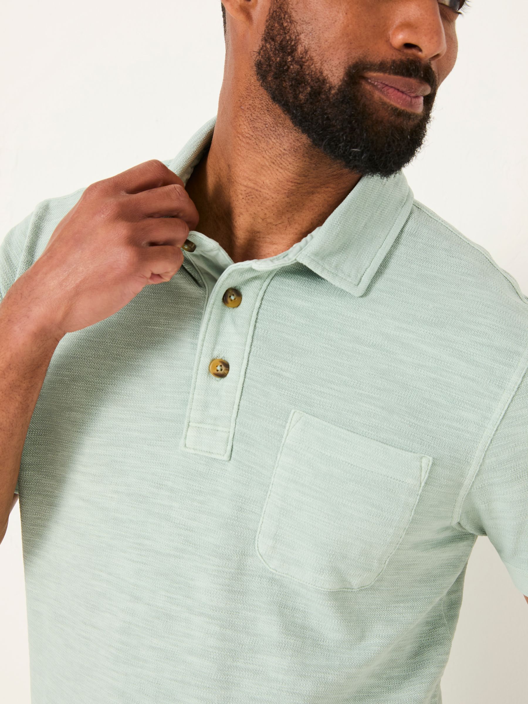 Light Blue Short Sleeve Slub Pique Polo - Image 4 of 5