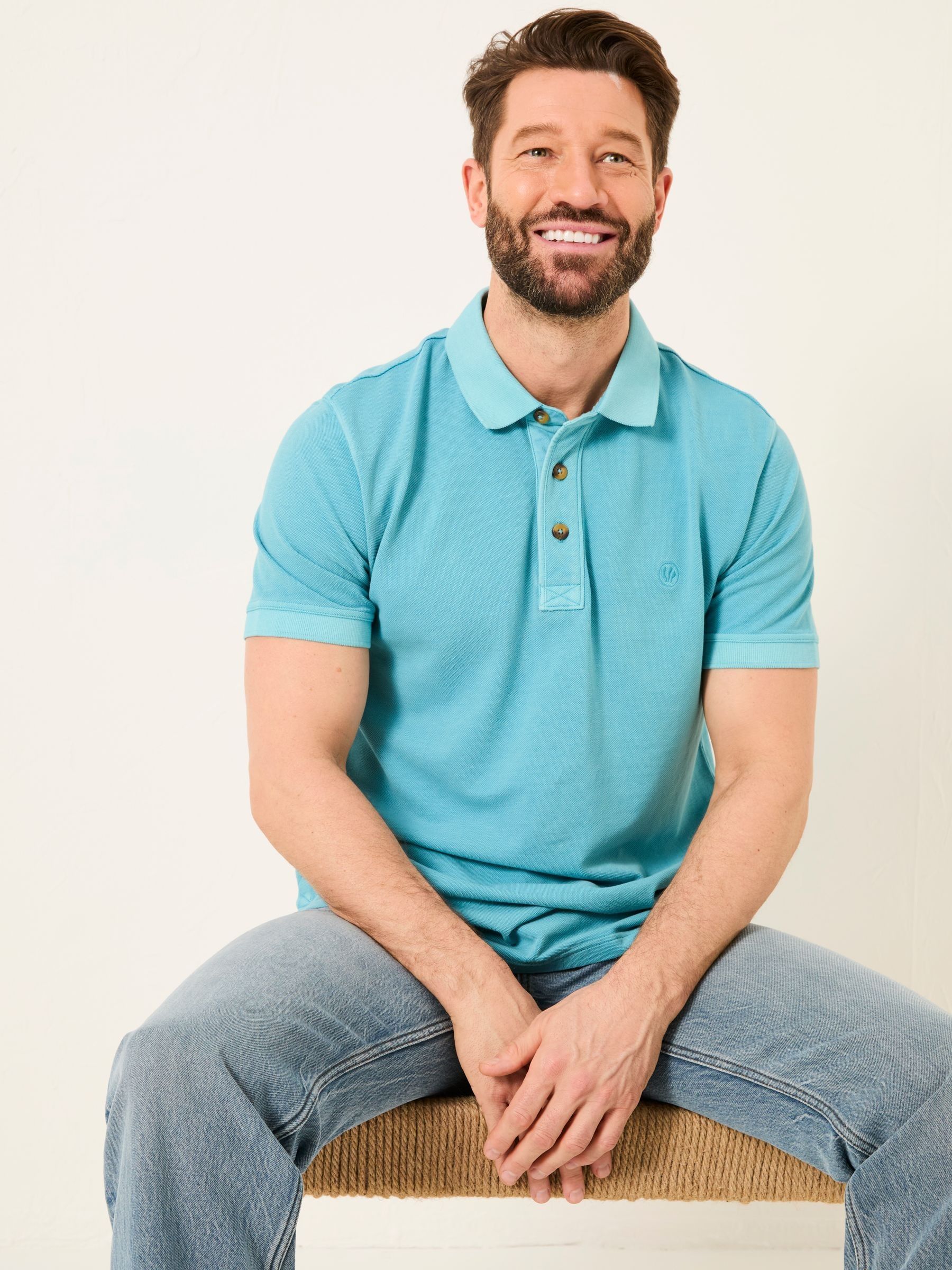 Bright Blue Pique Polo - Image 3 of 6