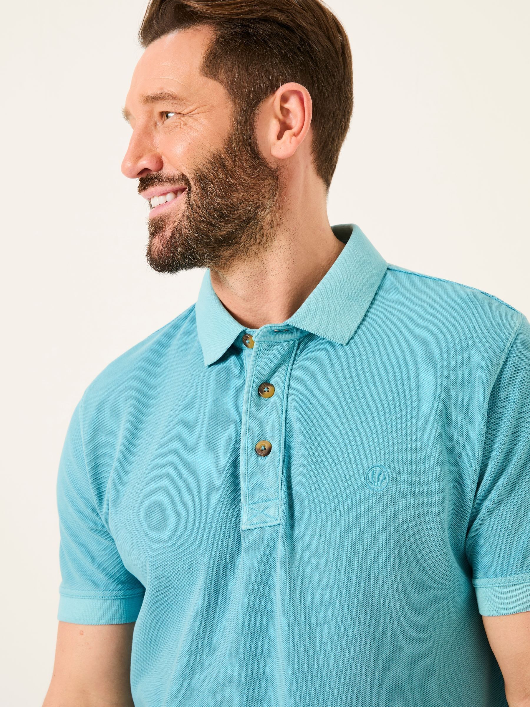 Bright Blue Pique Polo - Image 4 of 6