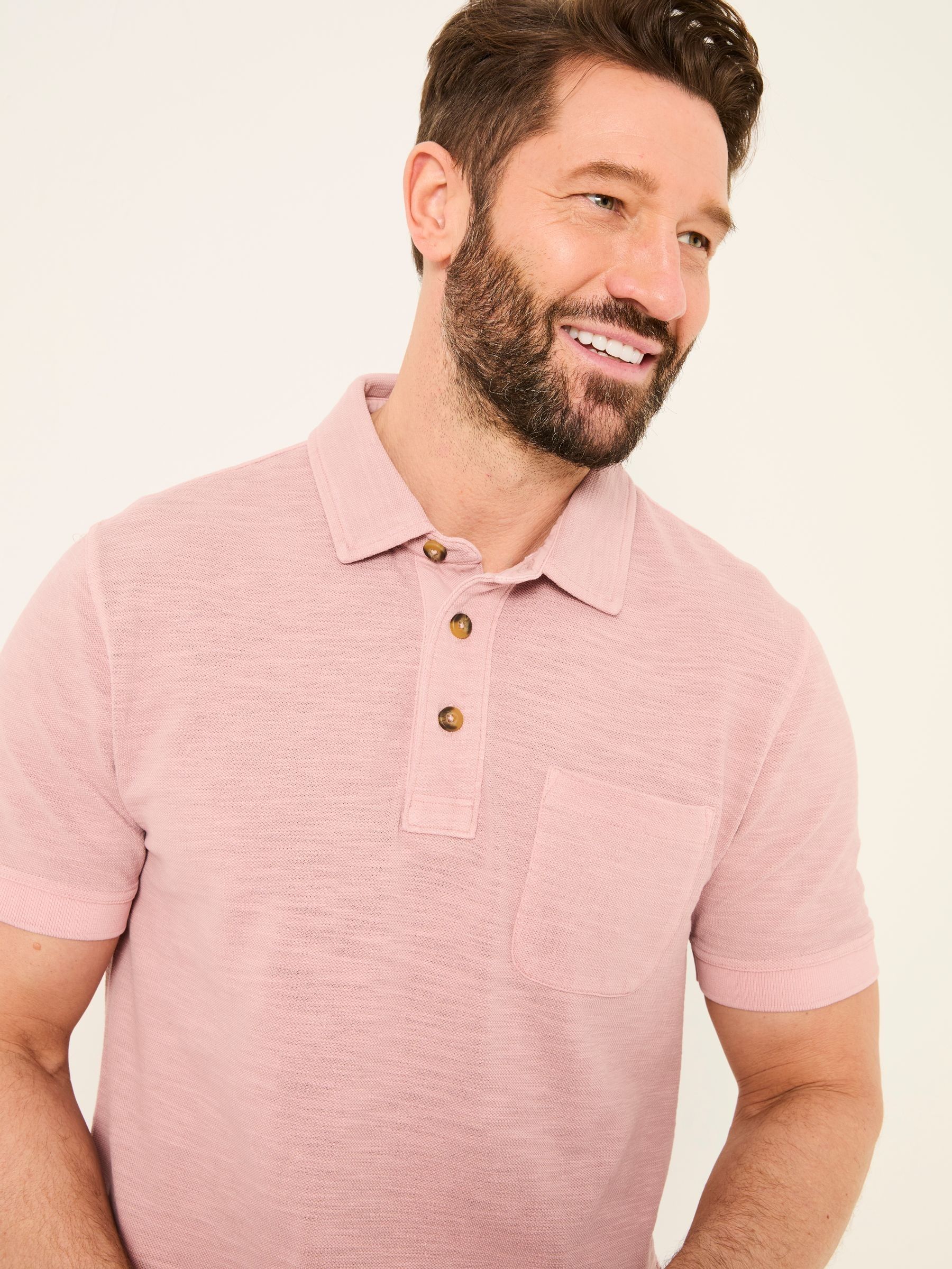 Blush Pink Short Sleeve Slub Pique Polo - Image 4 of 5