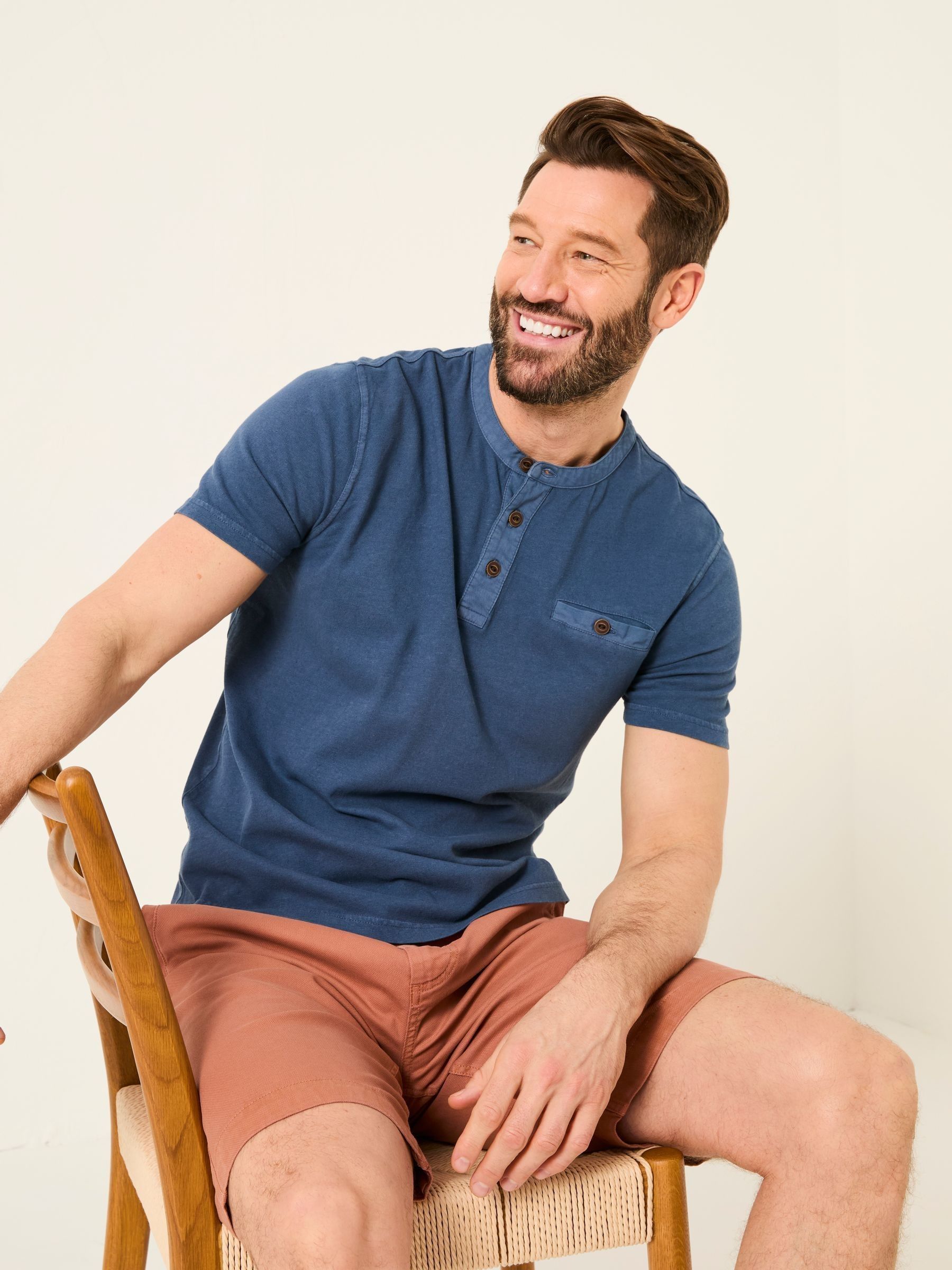 Henley Navy Garment Dyed Pocket Henley - Image 3 of 5