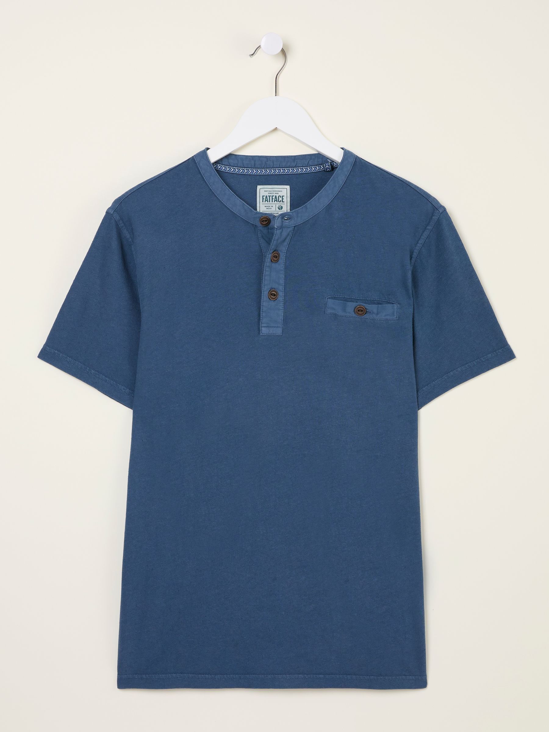 Henley Navy Garment Dyed Pocket Henley - Image 5 of 5