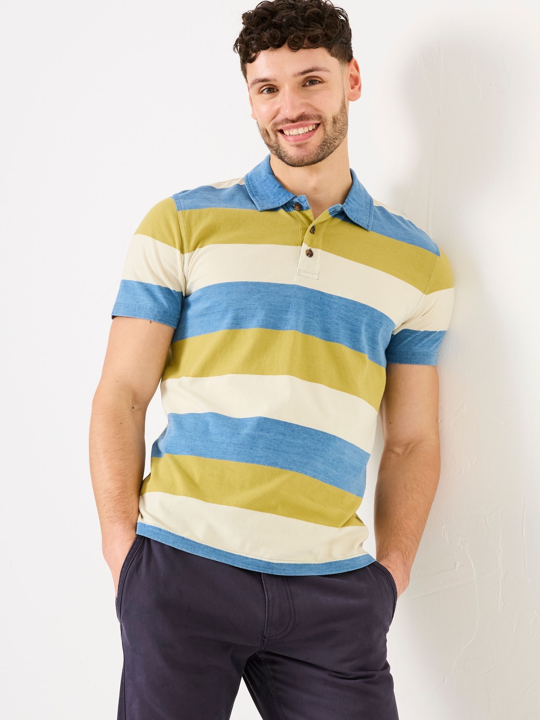 Indigo Blue Block Stripe Polo - Image 2 of 6