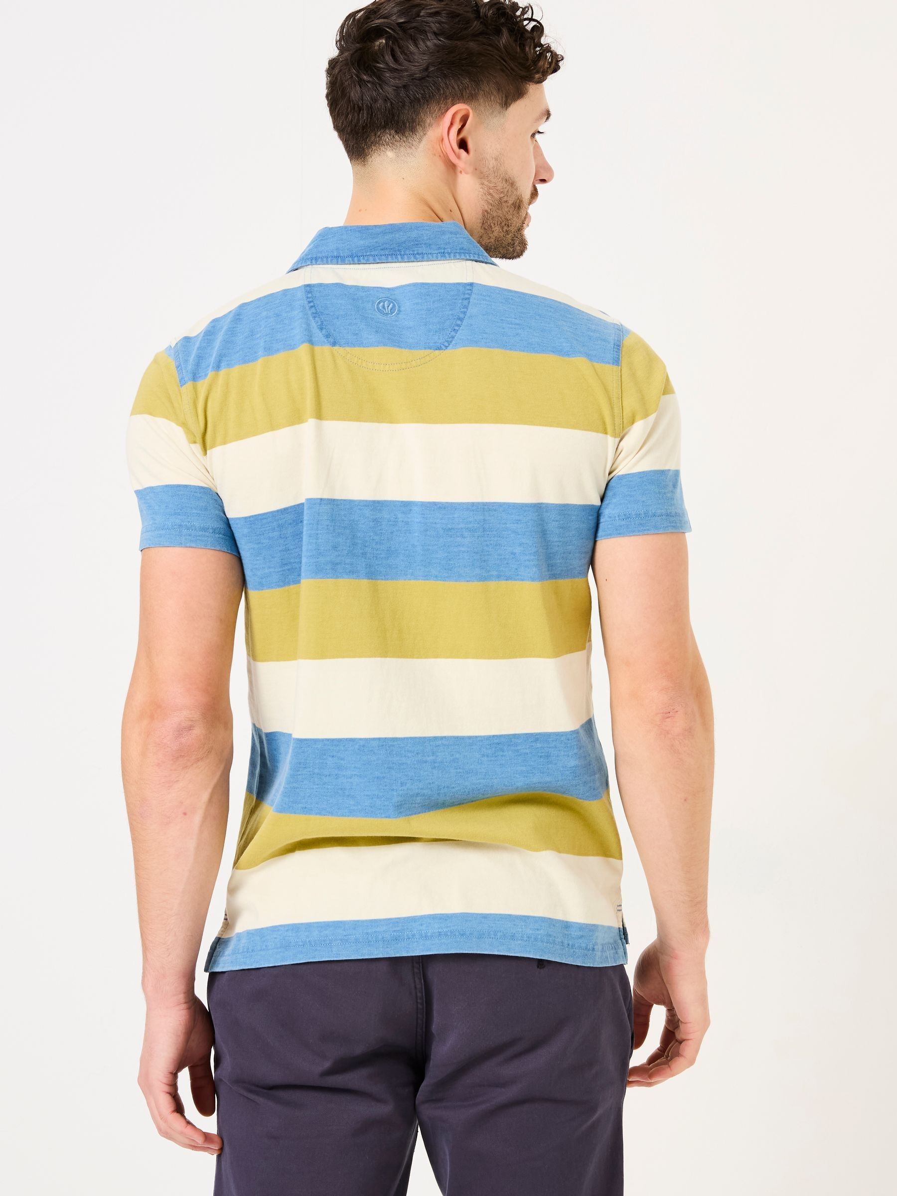 Indigo Blue Block Stripe Polo - Image 3 of 6