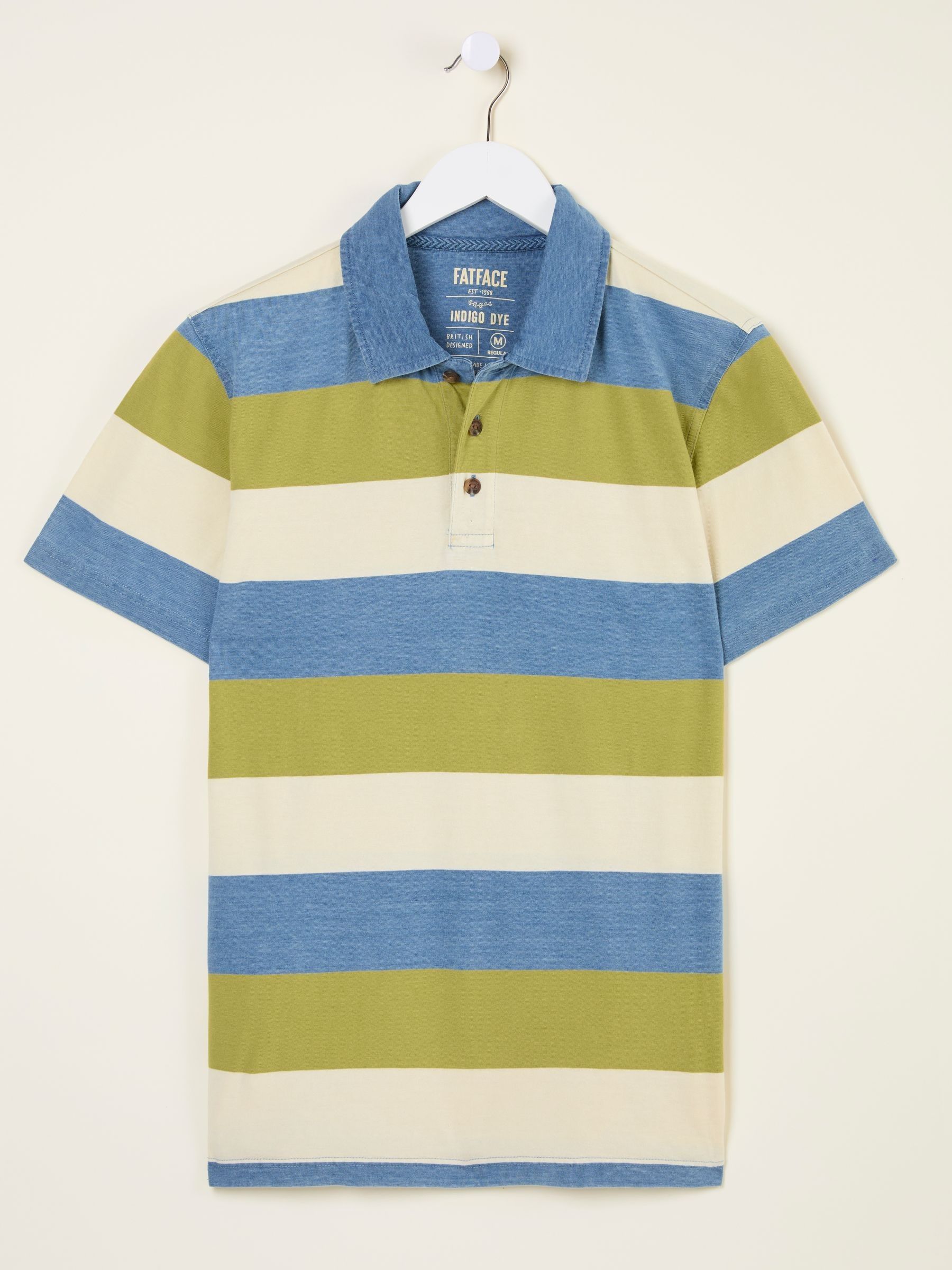 Indigo Blue Block Stripe Polo - Image 6 of 6