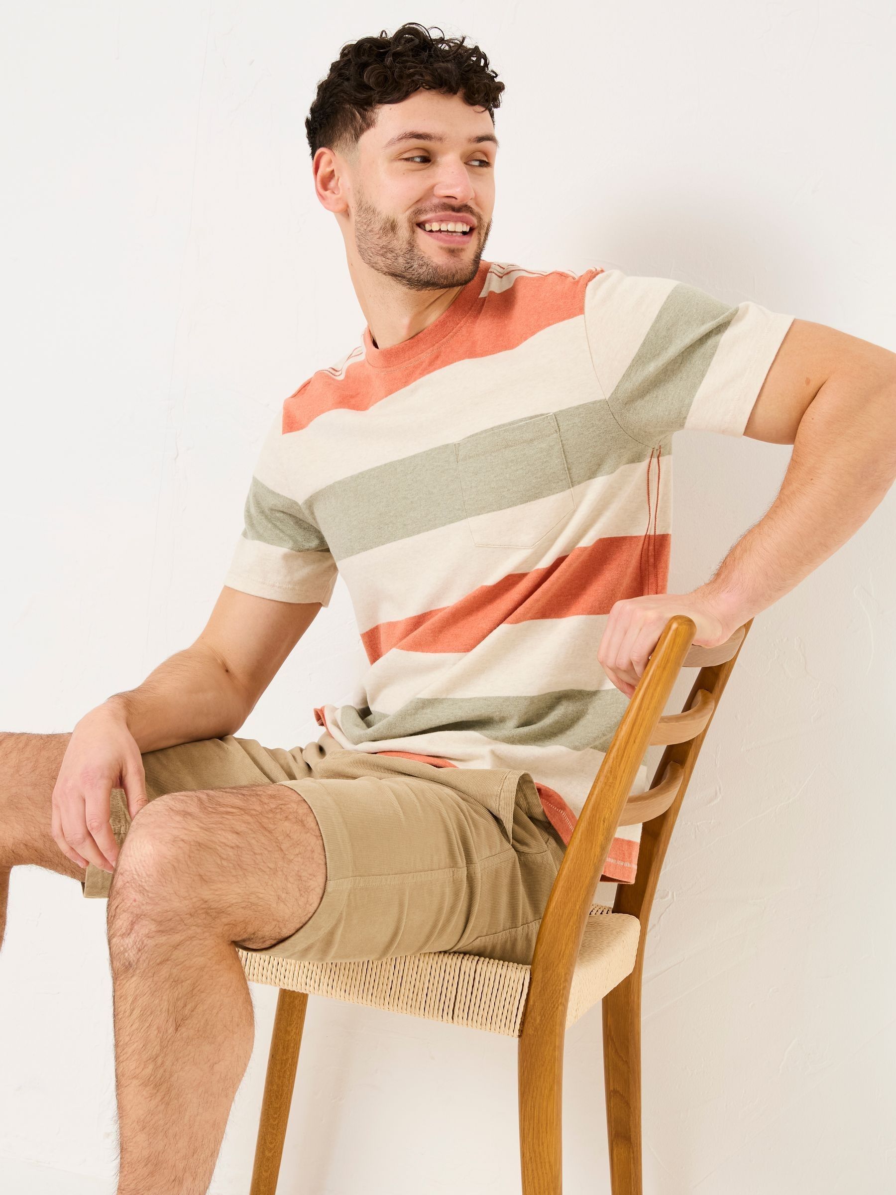 Oatmeal Block Stripe Tshirt - Image 3 of 5