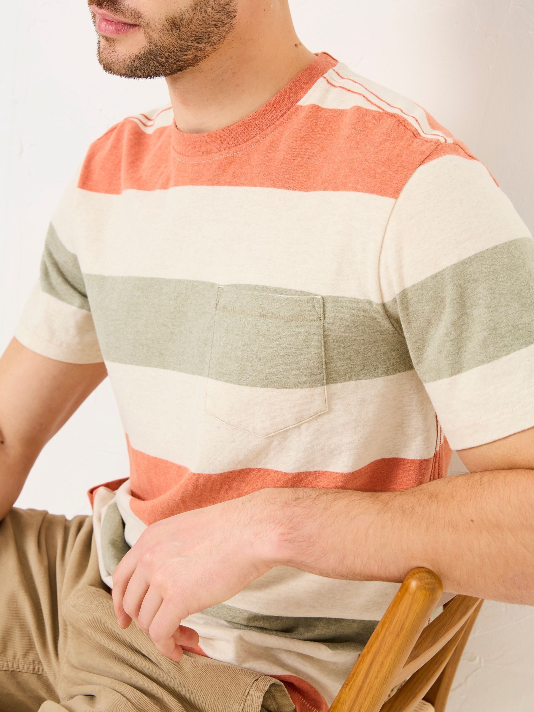 Oatmeal Block Stripe Tshirt - Image 4 of 5