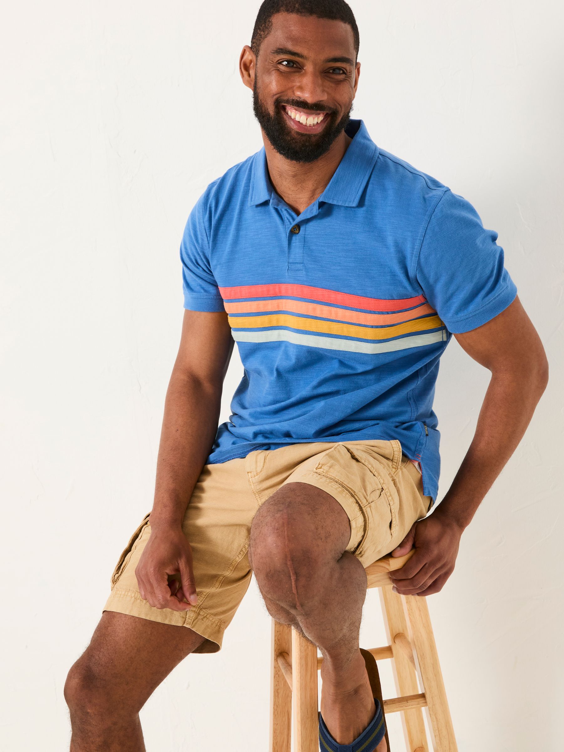 Blue Cut and Sew Chest Stripe Polo - Image 3 of 5