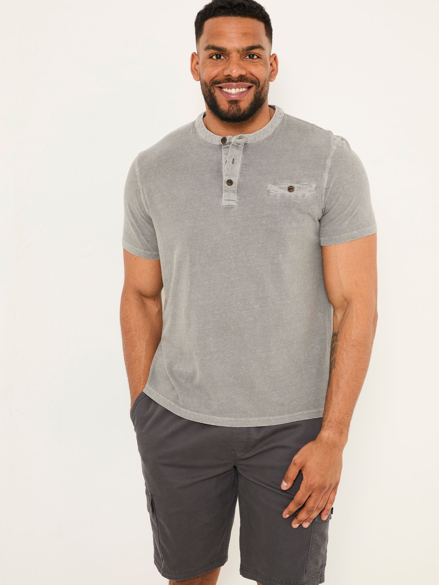 Henley Grey Garment Dyed Pocket Henley - Image 5 of 7