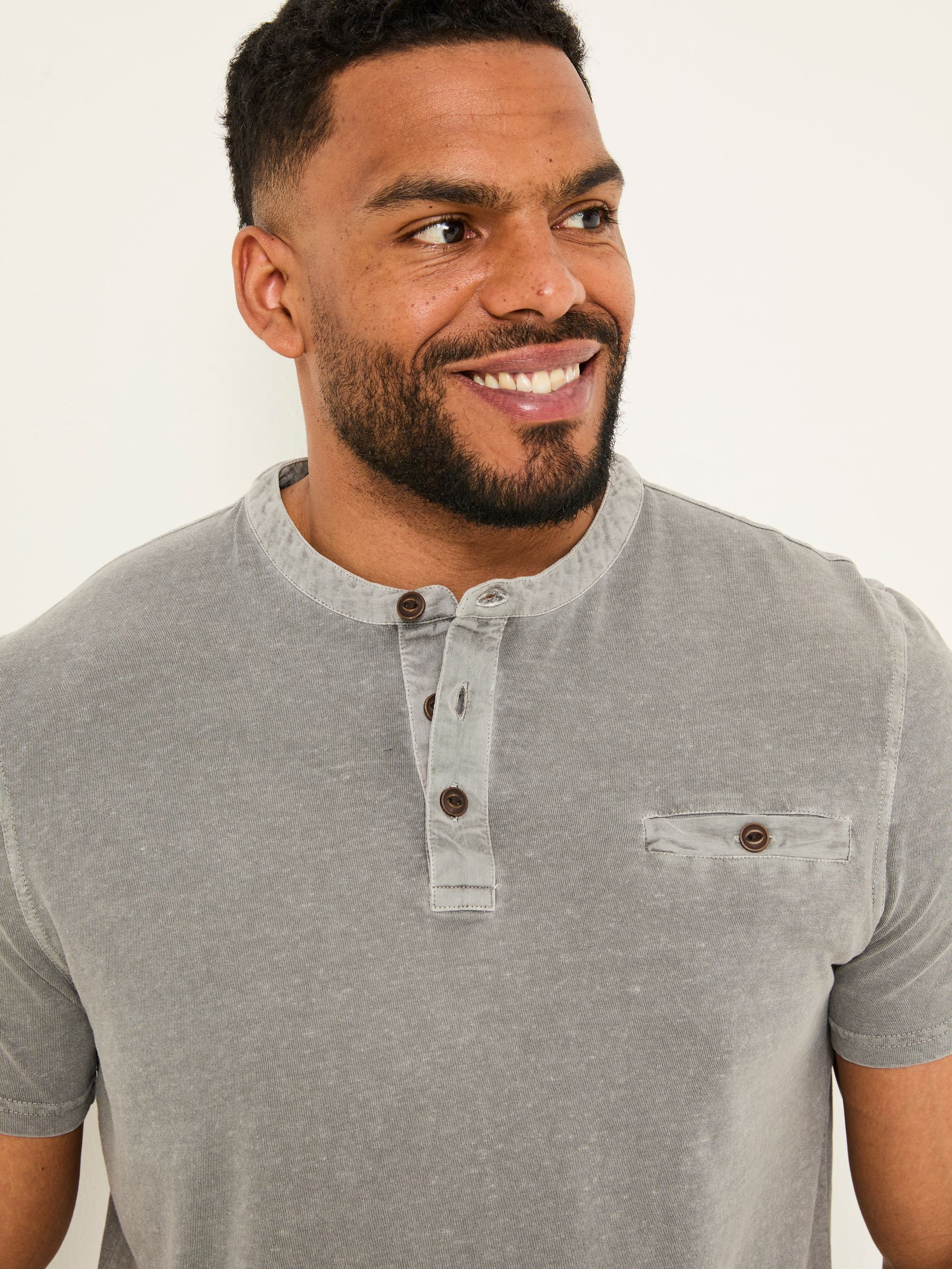 Henley Grey Garment Dyed Pocket Henley - Image 6 of 7