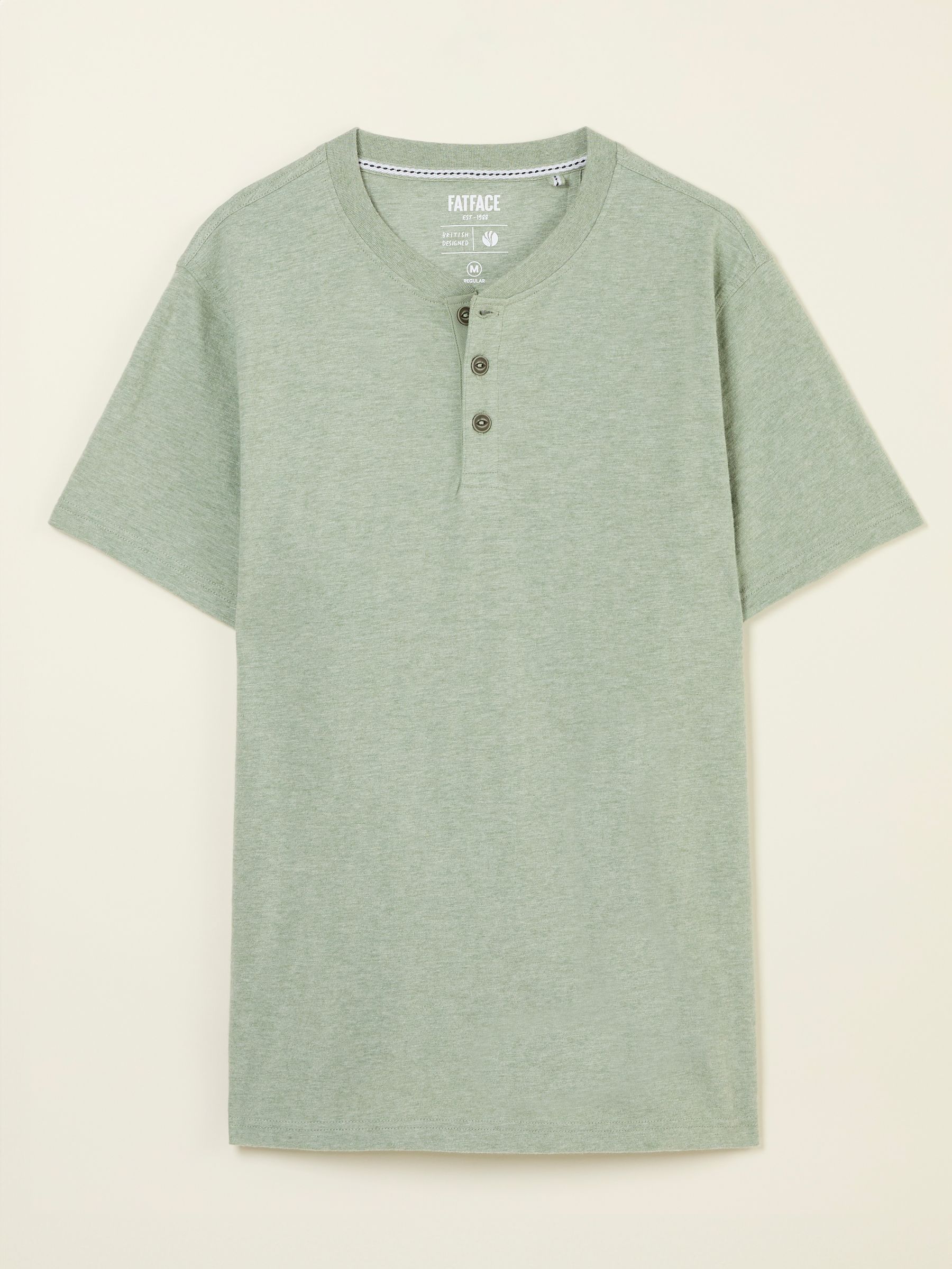 Woodside Sage Green Slub Henley T-Shirt - Image 4 of 4