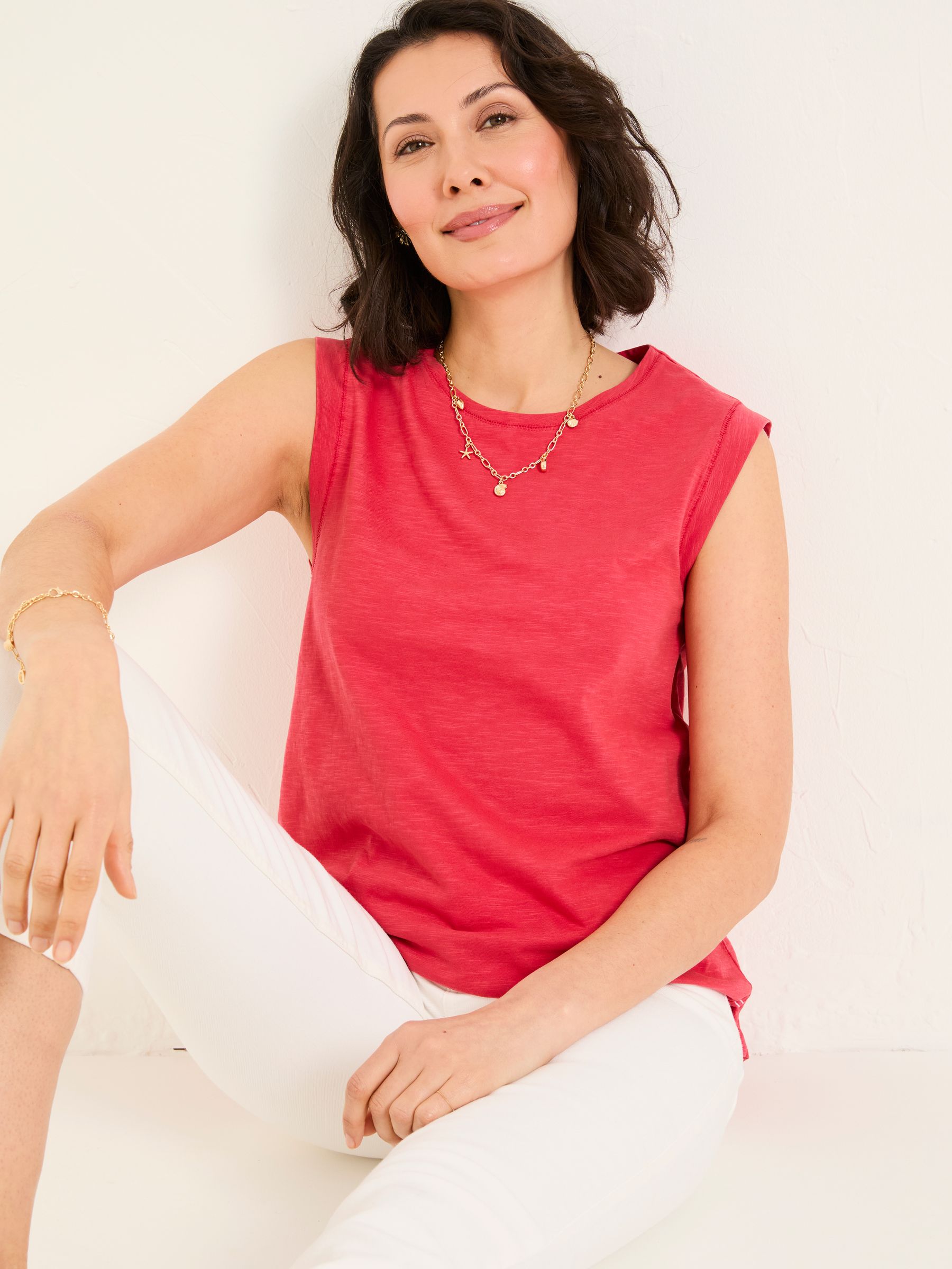 Tia Rust Red Jersey Tank Top - Image 4 of 6