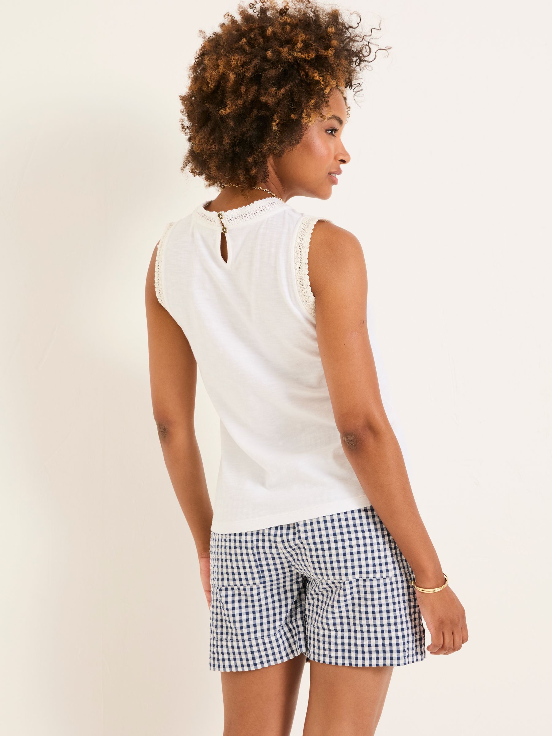 Isla White Lace Jersey Tank Top - Image 2 of 5