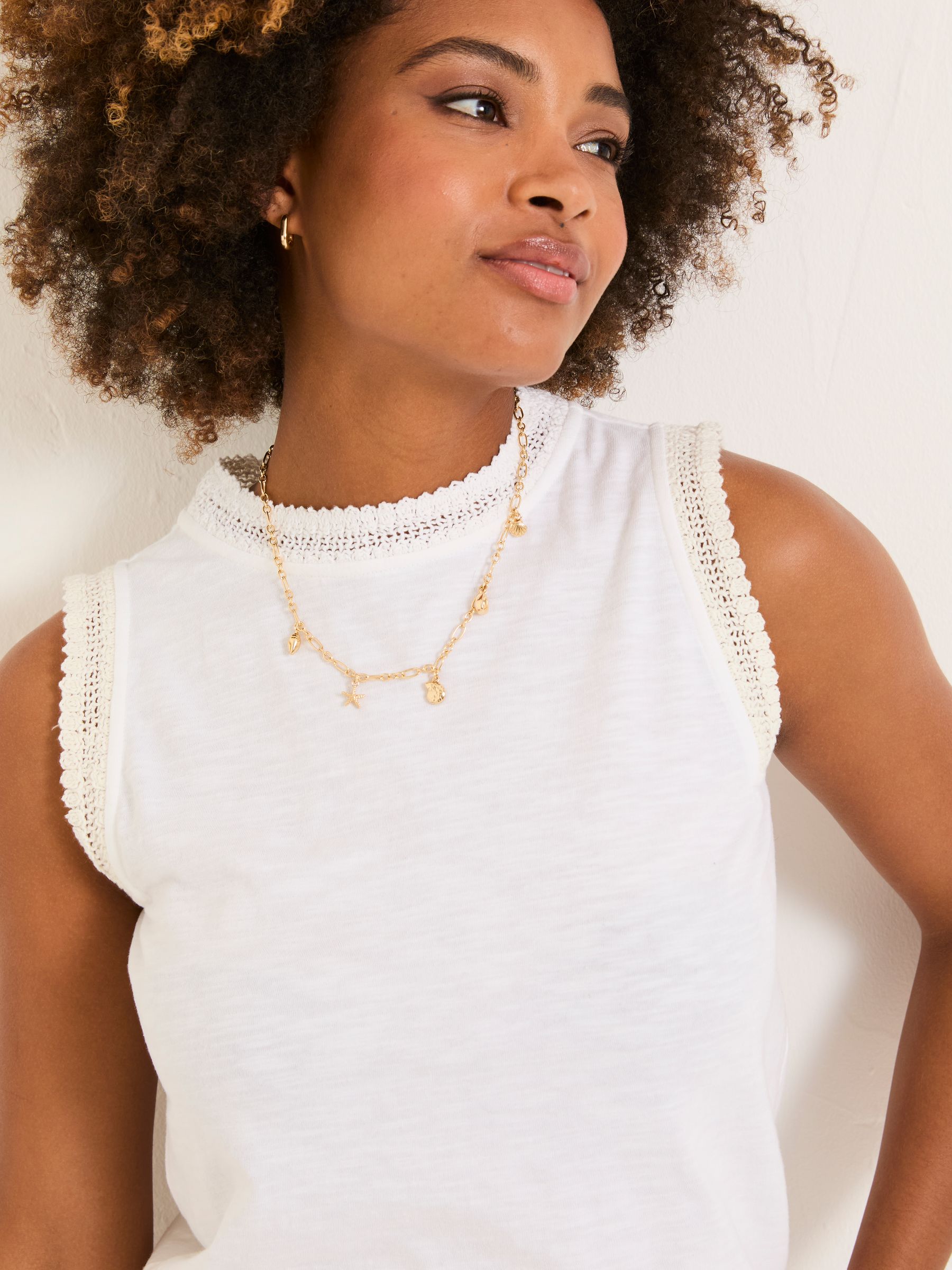 Isla White Lace Jersey Tank Top | FatFace