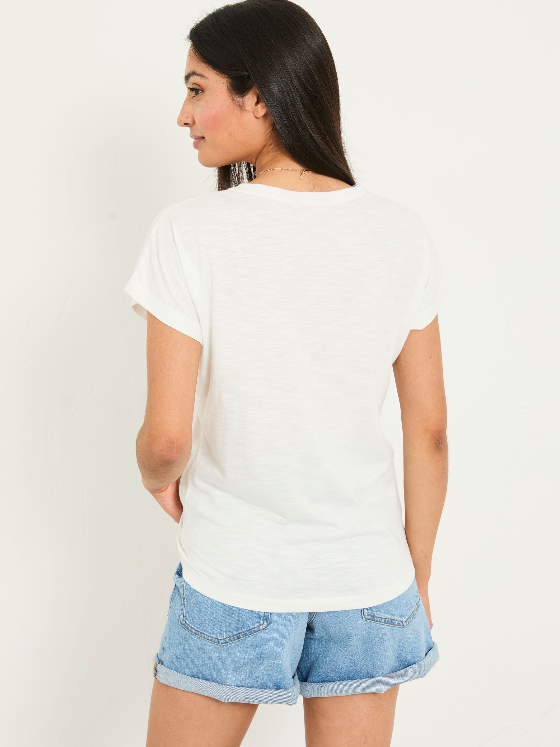 Tシャツ・カットソー Lace Trimmed White Short Sleeve T-Shirt W194JA-437-1