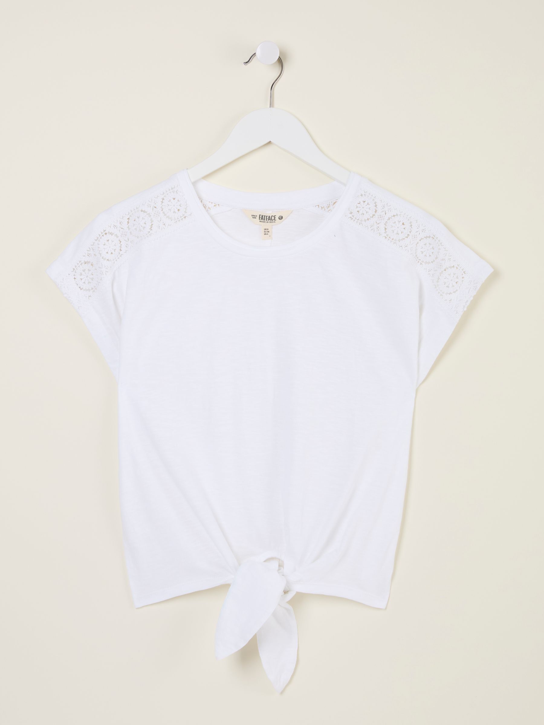 White Lace Tie Front T Shirt - Image 10 of 10