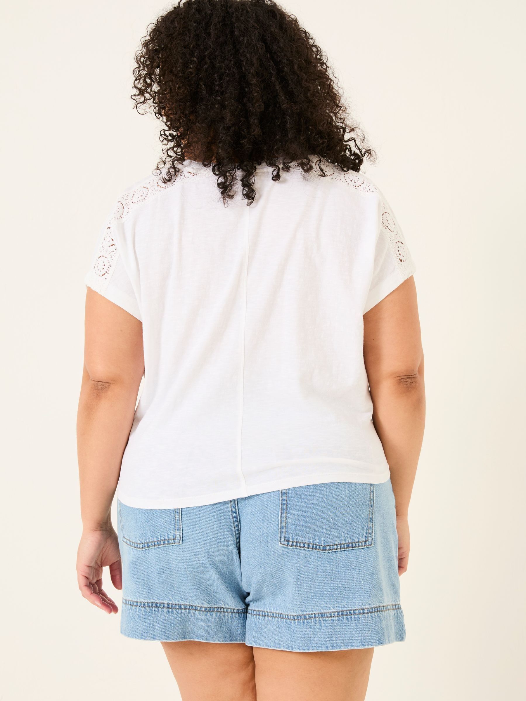 White Lace Tie Front T Shirt - Image 8 of 10