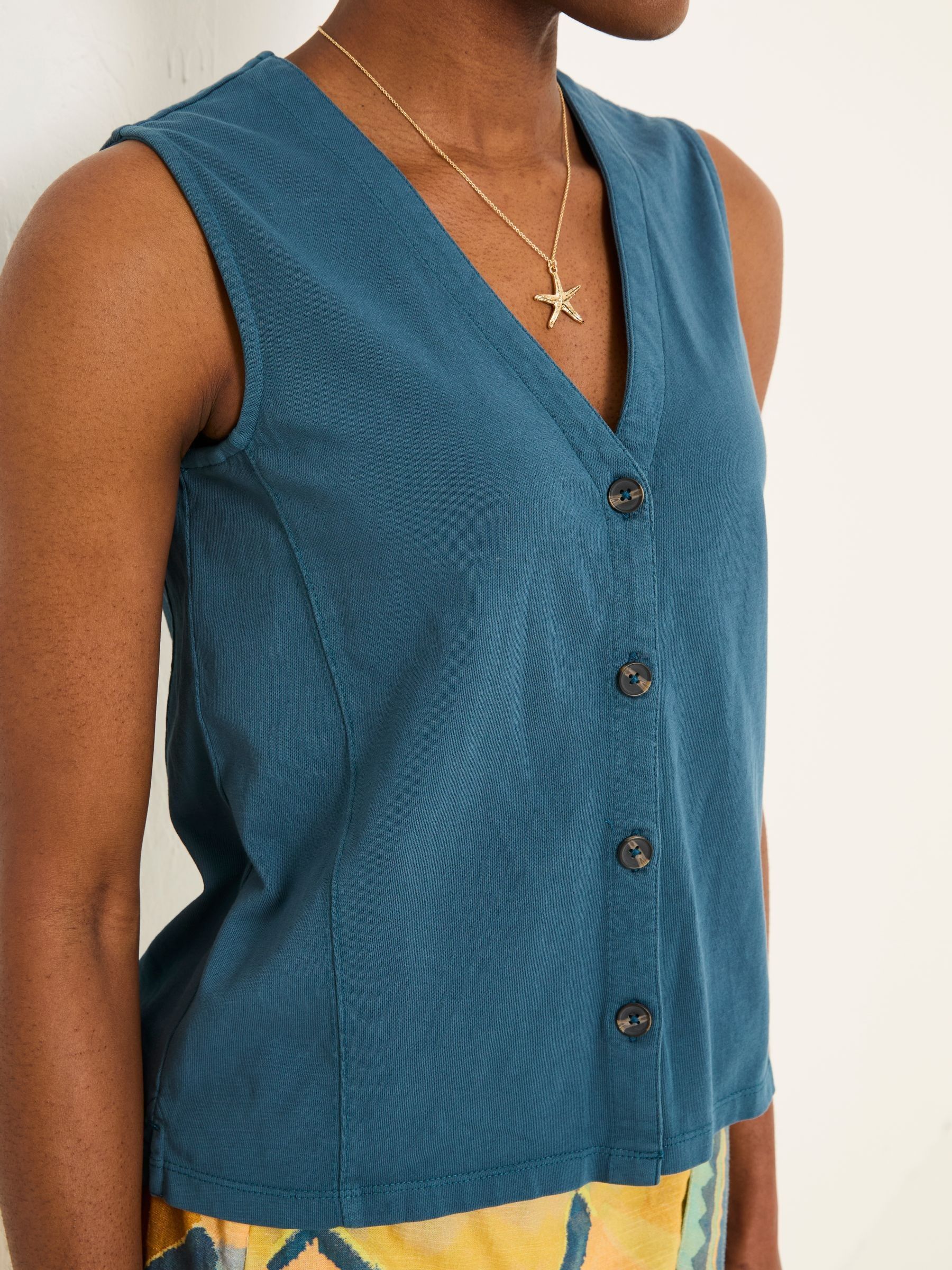 Joni Dark Teal Blue Jersey Waistcoat - Image 4 of 5
